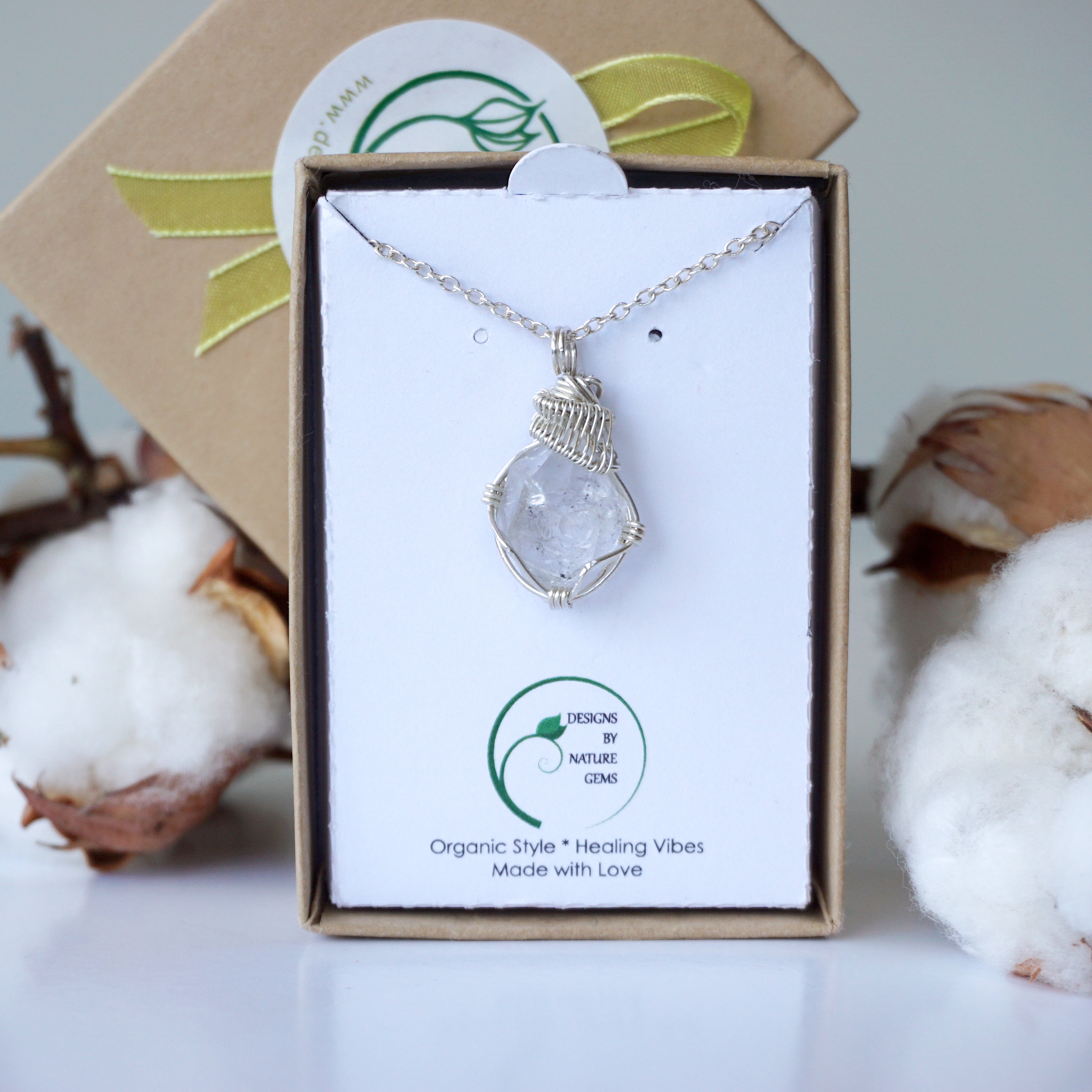 Herkimer Diamond Necklace with Sterling Silver Chain - Elegant Crystal Jewelry for Women, Gift for Her, Perfect for Weddings & Special Occasions