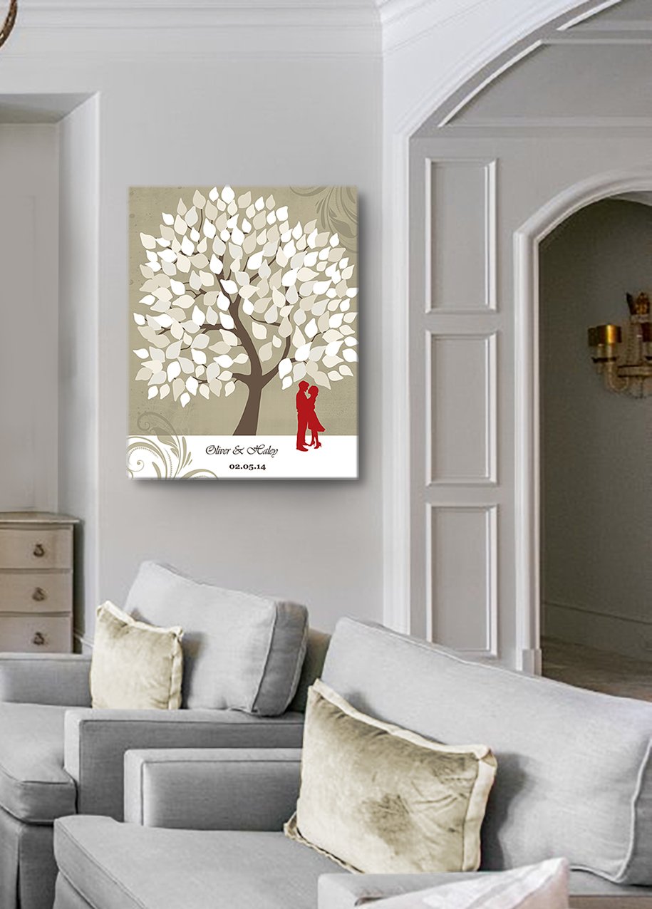 Custom Couple's Tree Canvas Wall Art - Personalized His & Hers Wedding Gift with Names & Date - Romantic Anniversary, Housewarming Present for Newlyweds - 20