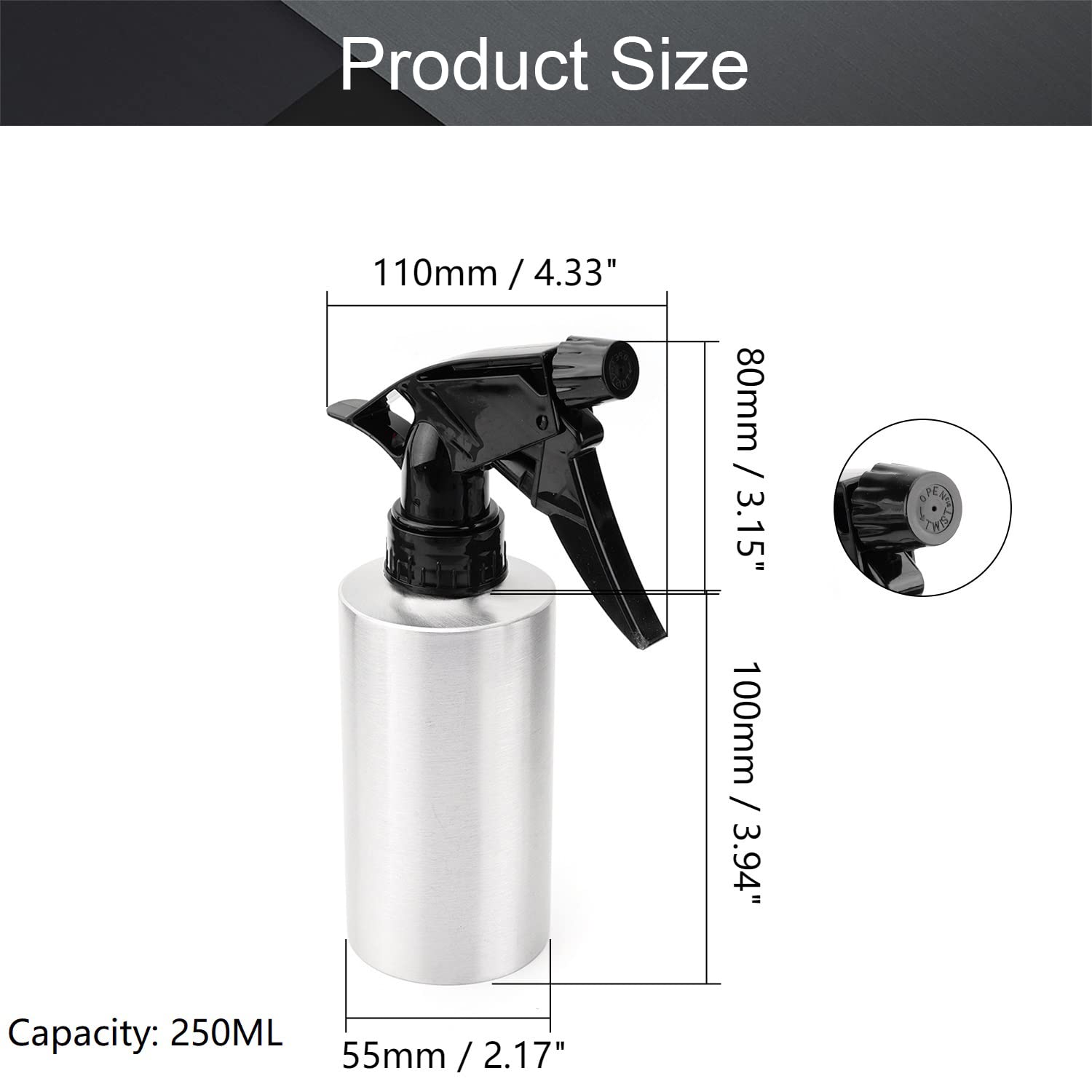 MroMax 8.4oz (250ml) Stainless Steel Fine Mist Spray Bottle - Refillable Empty Container for Kitchen, Bathroom, Plants & Hair Care - Durable 304 Silver Sprayer for Cleaning, Watering & Styling