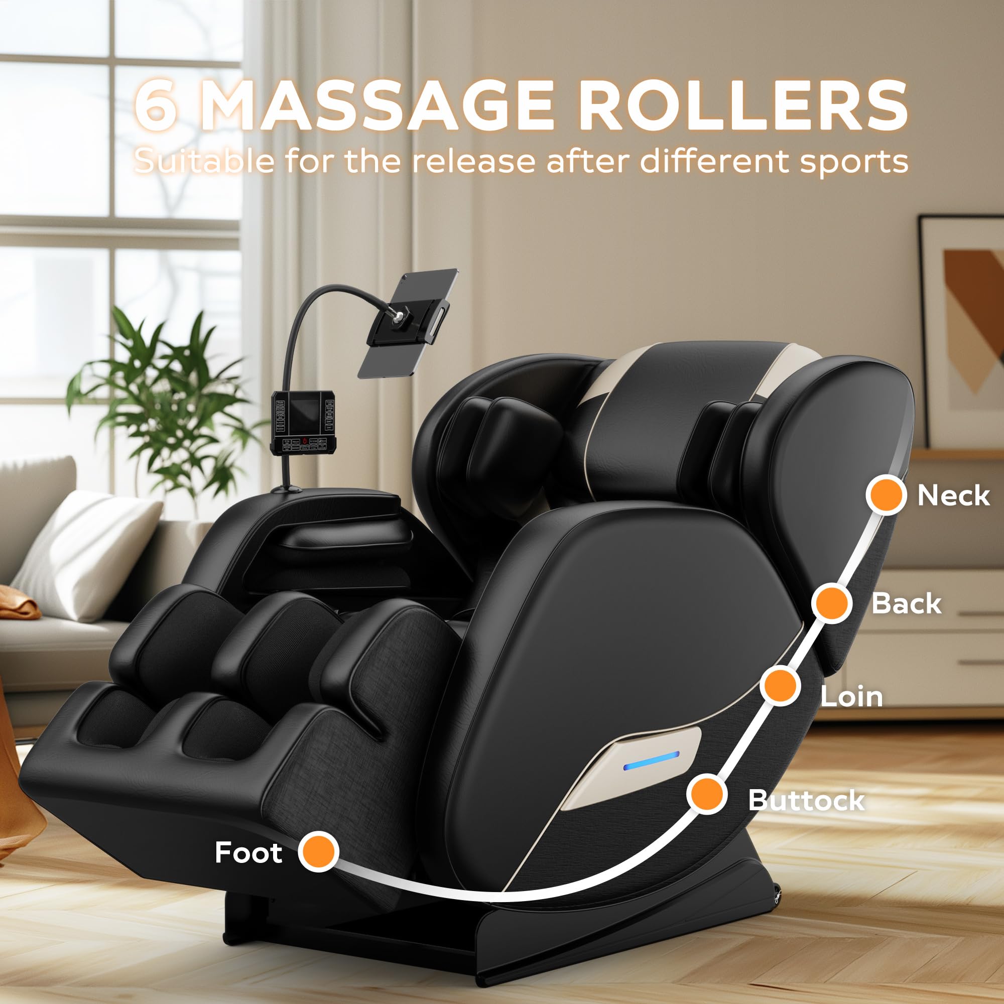 2025 Full Body Zero Gravity SL-Track Shiatsu Massage Recliner Chair with Body Scan Technology, 6-Point Rollers, Air Compression, Heating & Yoga Stretch - Perfect for Home Office Relaxation & Pain Relief Therapy