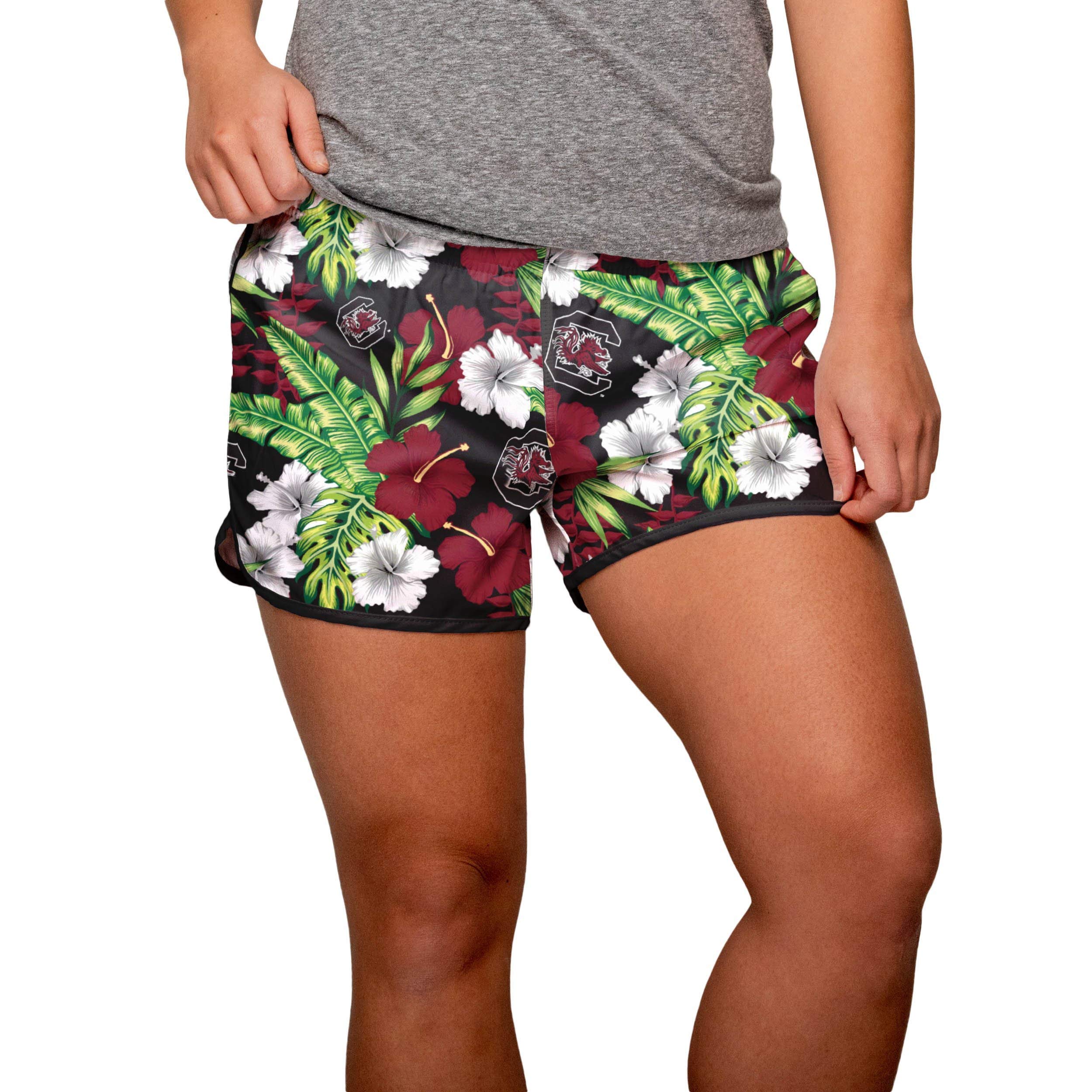 FOCO Women's Tropical Breeze Athletic Shorts - Breathable Quick-Dry Workout Shorts for Running, Yoga & Gym - Plus Size Options Available