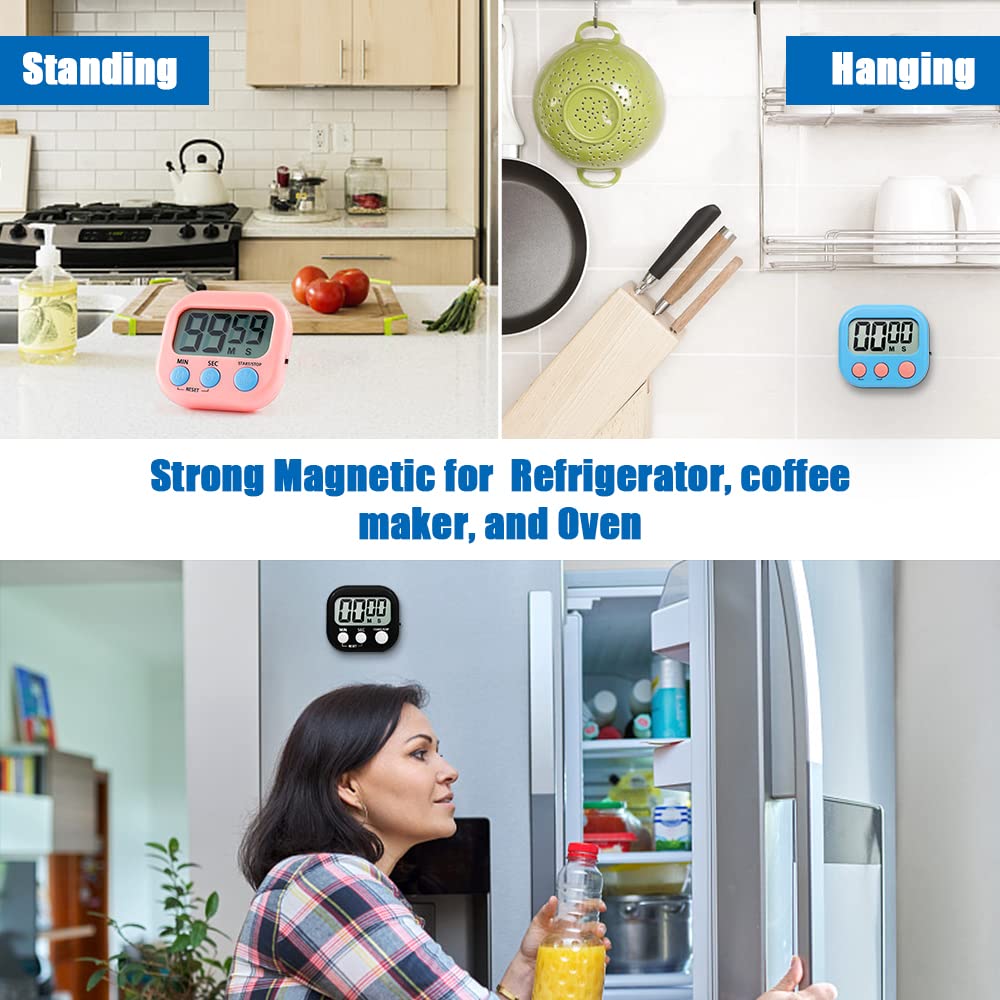 Digital Kitchen Timer with Stand/Magnetic/Hole, Count Up & Countdown Timer for Baking, Cooking, Studying, Workout - Perfect for Home, Office & Gym (Green)