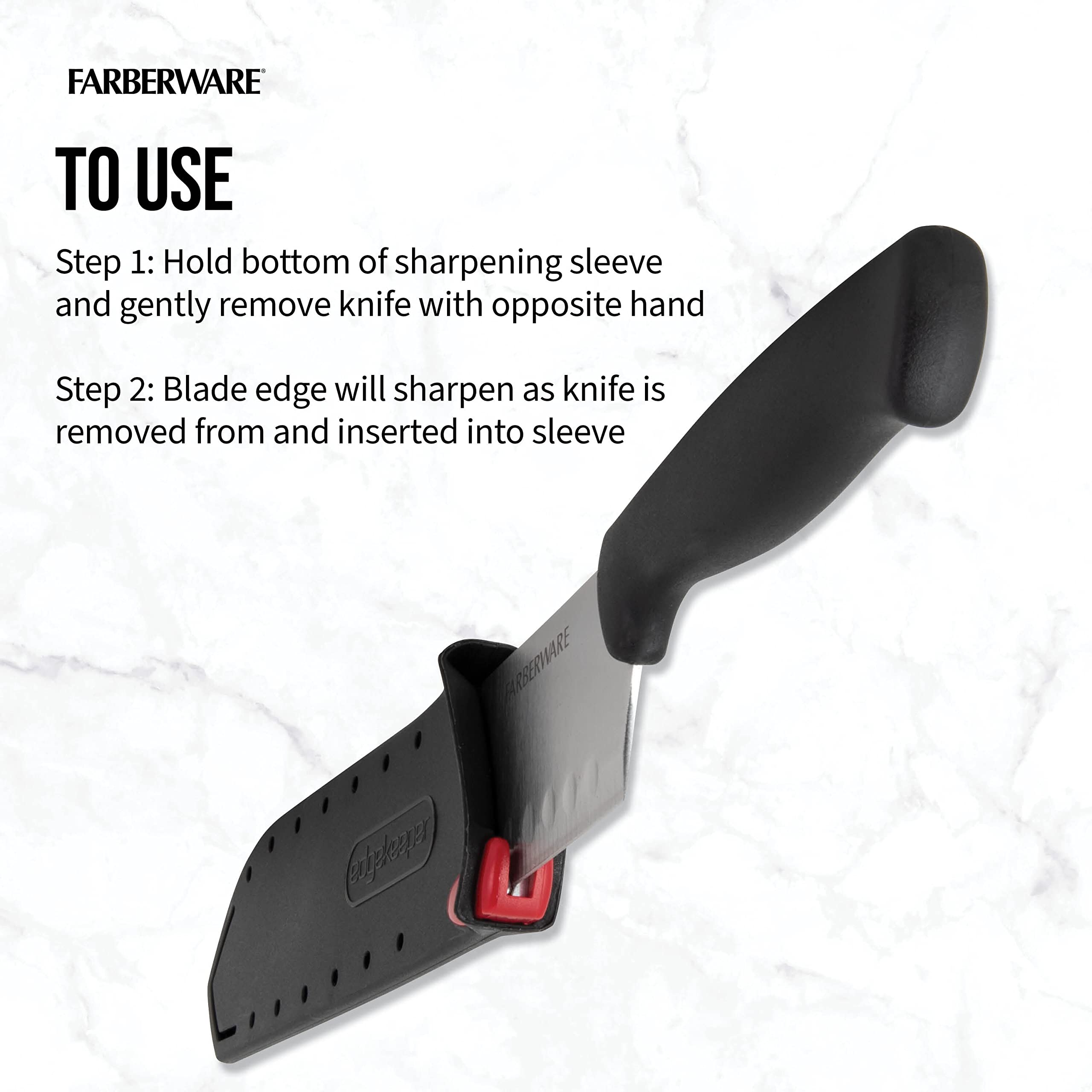Farberware Edgekeeper 5-Inch Santoku Knife - High Carbon Stainless Steel Kitchen Knife with Self-Sharpening Blade Cover & Ergonomic Handle - Ultra Sharp Japanese Style Knife for Slicing, Dicing, and Mincing - Perfect for Home Chefs and Professional Kitchens