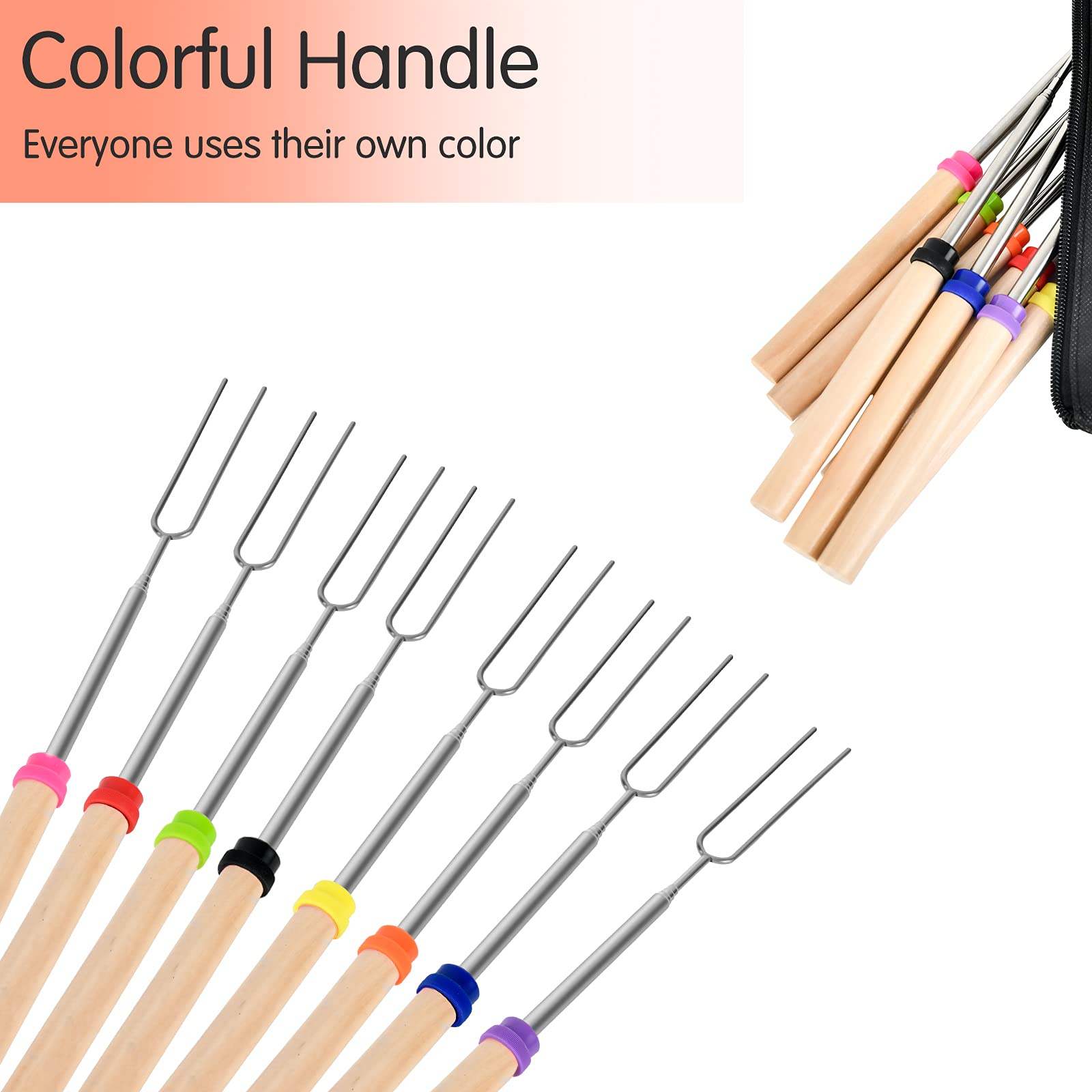 **Premium 32-Inch Extendable Marshmallow Roasting Sticks with Wooden Handle – 8-Pack Telescopic Skewers for Campfire, Stove & Outdoor Cooking – Perfect for S'mores, BBQ & Family Camping Trips**
