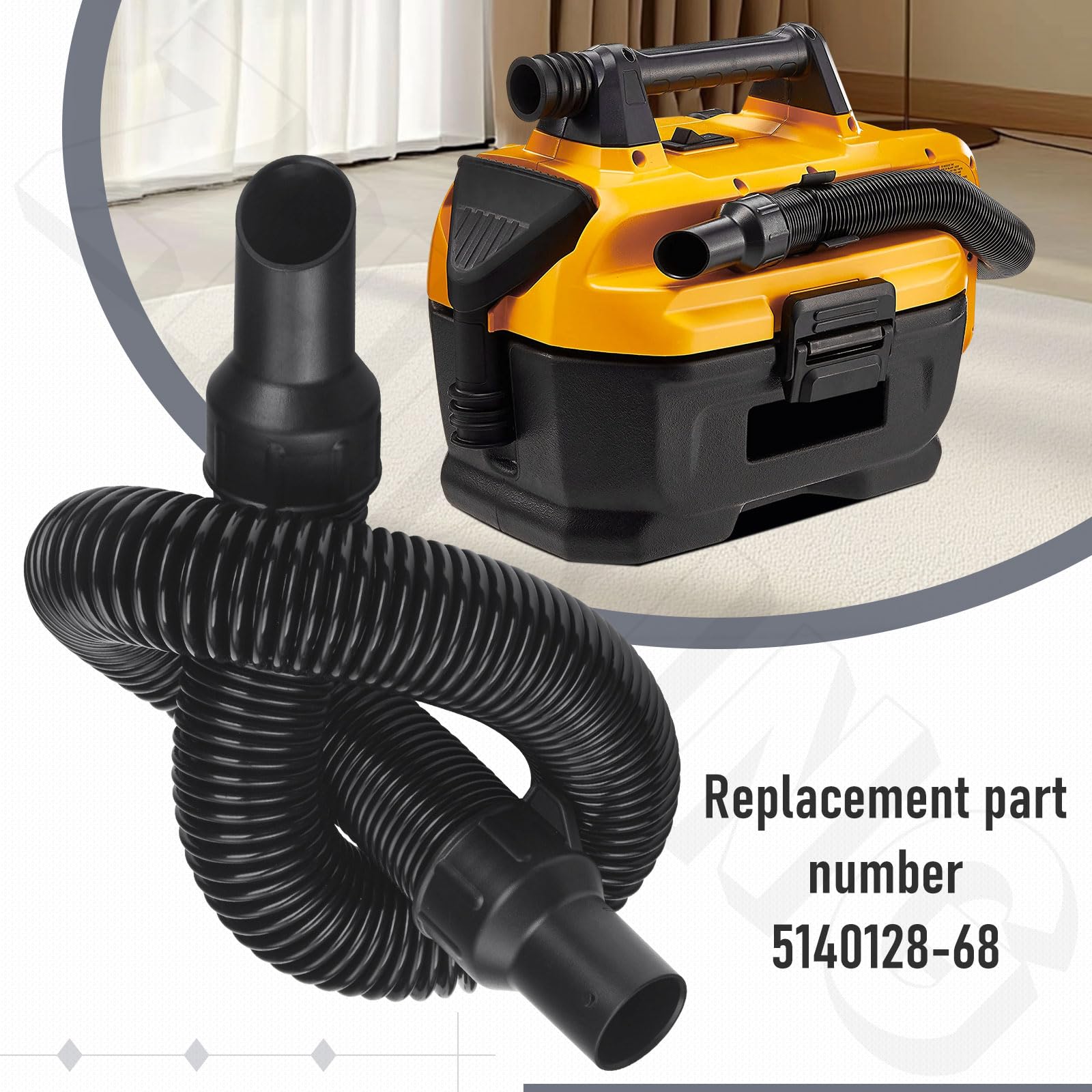 Replacement Hose Assembly Kit for Dewalt DCV580 DCV581H Wet Dry Vacuum Cleaner - Compatible Accessory for Dust & Debris Cleaning in Workshops, Garages & Construction Sites