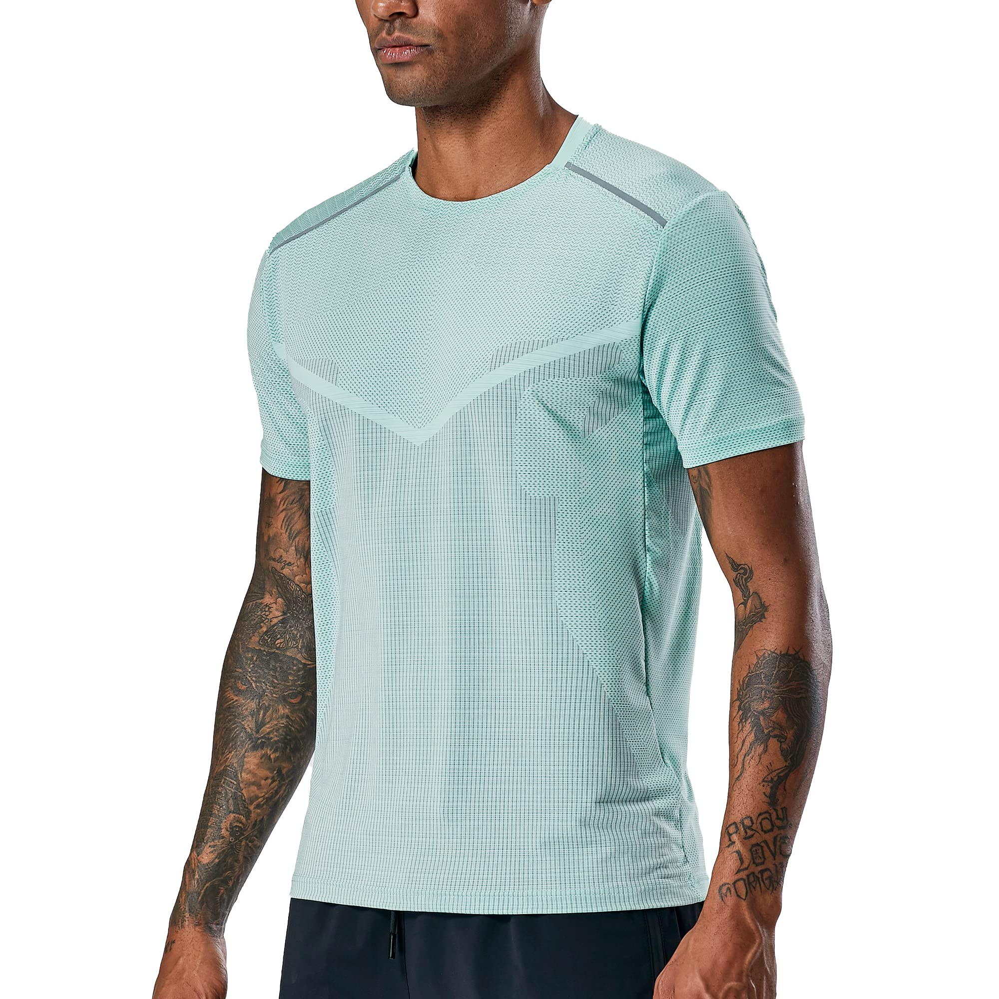 Men's Workout Shirts - Moisture Wicking Short Sleeve Crew Neck Slim Fit T-Shirts for Gym, Running & Active Lifestyle