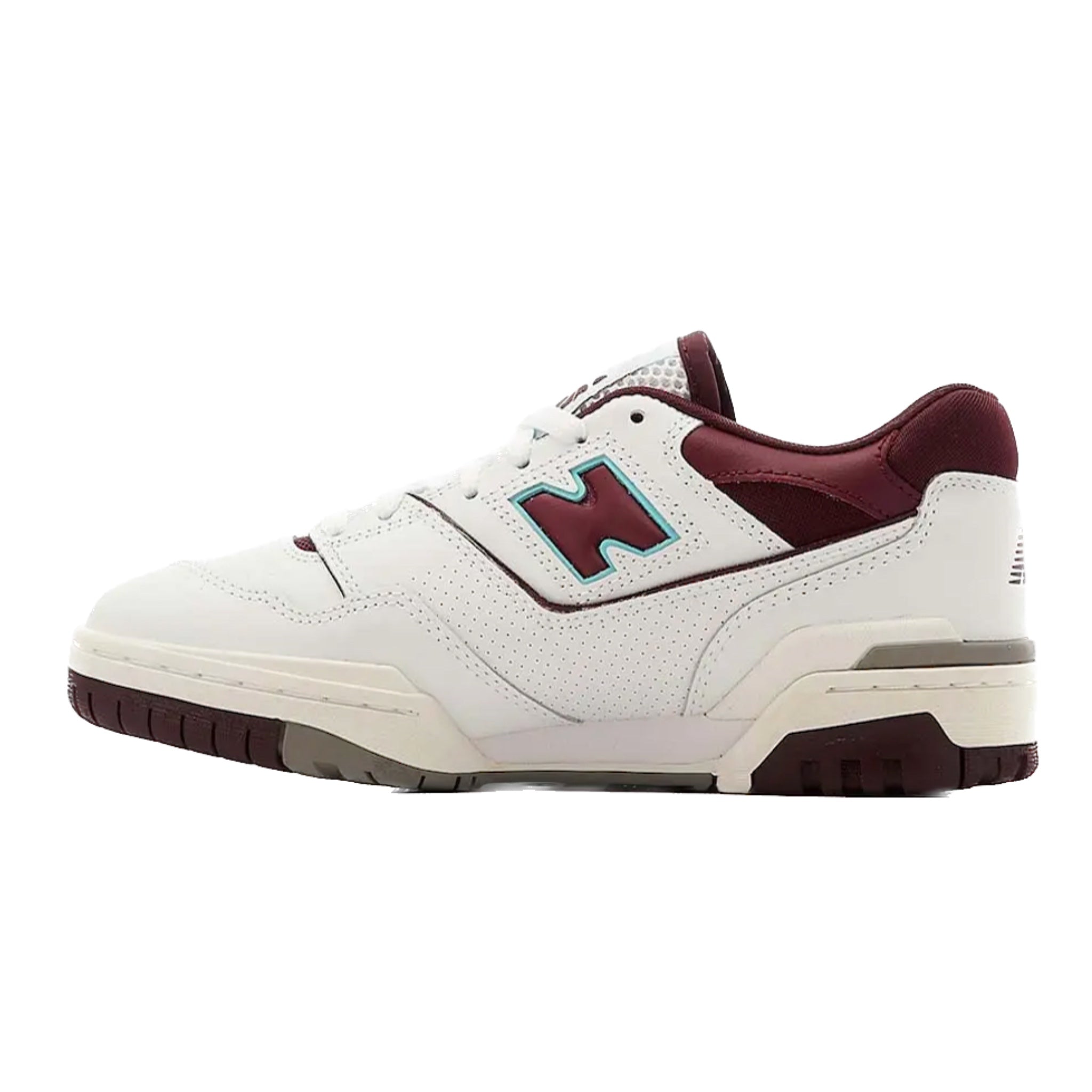 New Balance 550 Sneakers for Men & Women - Burgundy & Cyan Retro Basketball Shoes - Comfortable Casual Walking & Streetwear Fashion