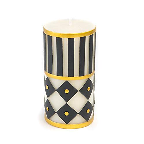 MacKenzie-Childs Jester Pillar Candle - 6 Inch Handmade Decorative Scented Candle for Home Decor, Weddings & Holiday Centerpieces