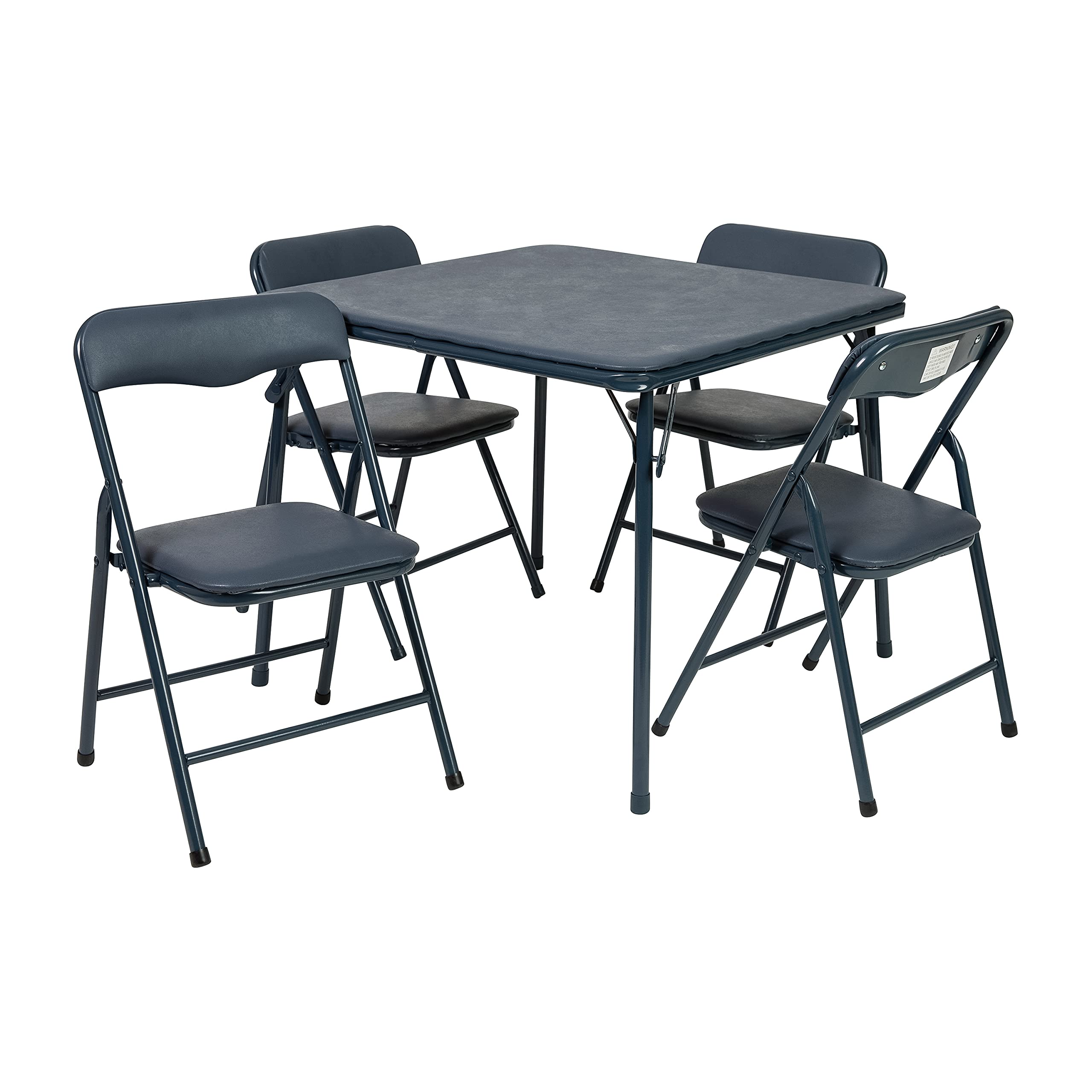 HBCY Creations 5-Piece Kids Folding Table and Chairs Set - Navy Blue - Lightweight Portable Children's Furniture with Safety Lock - Perfect for Playroom, Preschool, and Birthday Parties