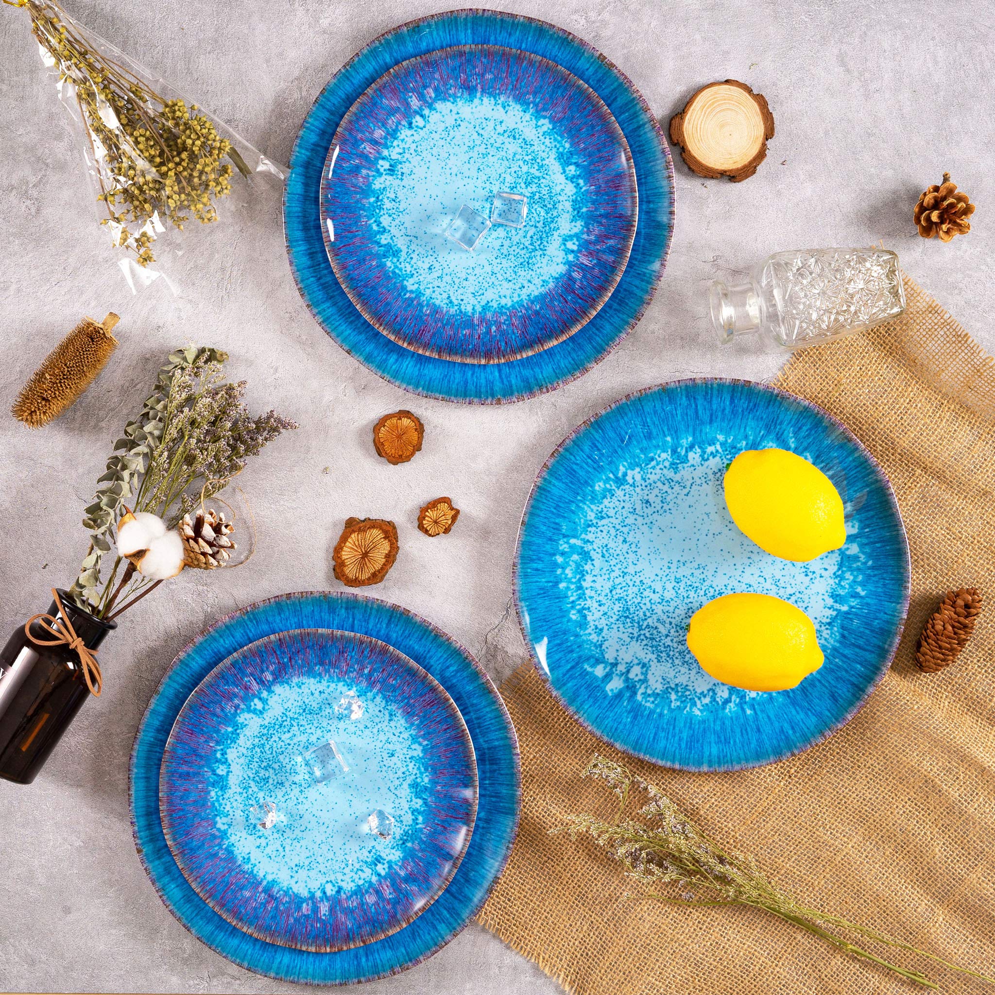 6-Piece Melamine Salad Plates Set - 9 Inch Round, Lightweight & Shatterproof, Dishwasher Safe (Not Microwave/Oven Safe) - Perfect for Outdoor Picnics, Parties, and Everyday Dining (Deep Blue)