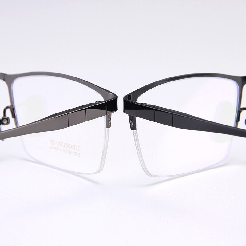Bclear Men's Full Rim Square Titanium Eyeglasses Frame My91077 - Lightweight Durable Glasses for Work, Reading & Everyday Use