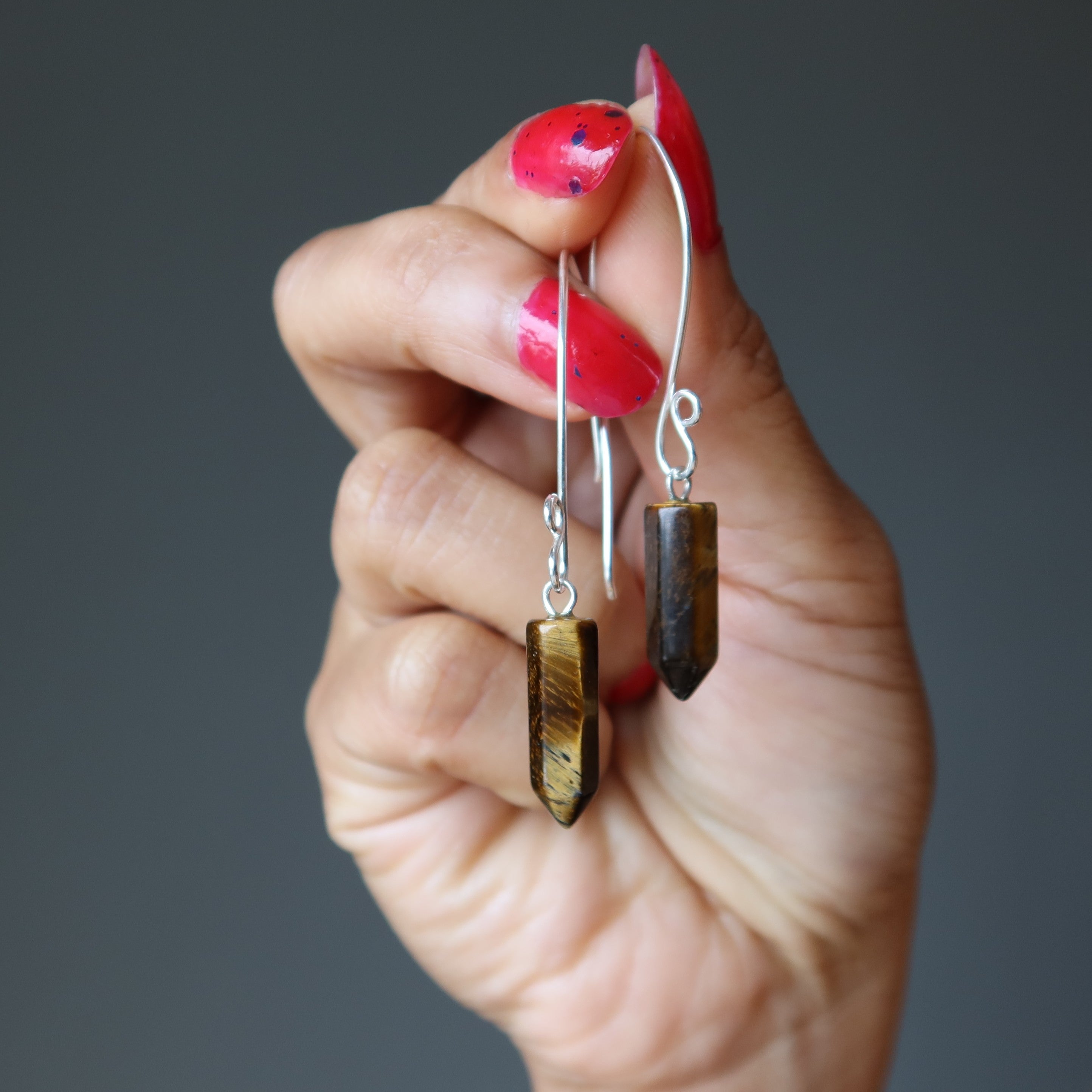 Tigers Eye Earrings - Handcrafted Hill Tribe Silver Jewelry for Success & Good Luck | Perfect for Gifts, Meditation & Spiritual Healing