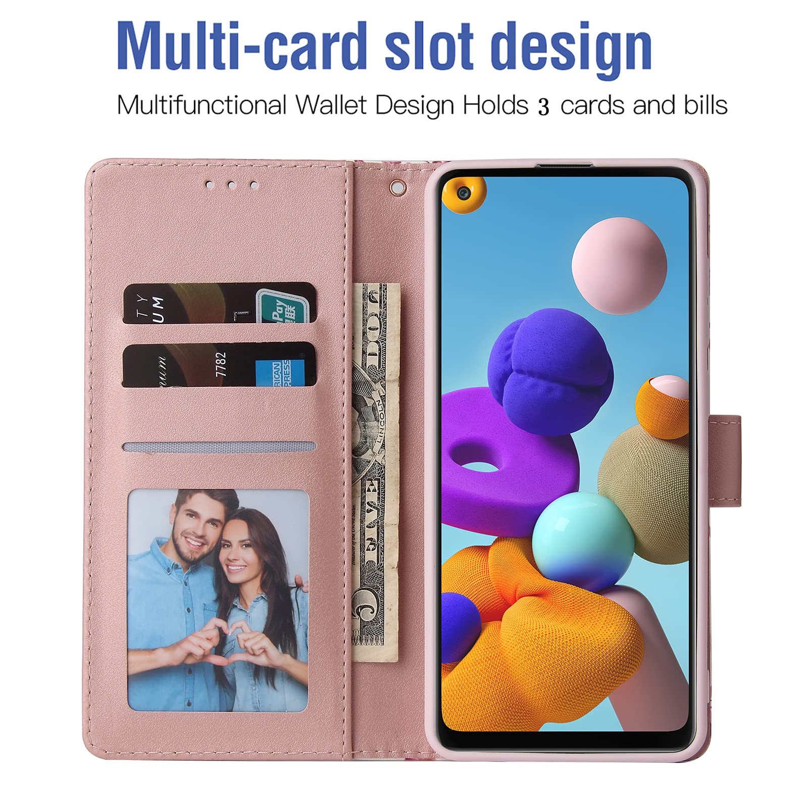 Premium Samsung Galaxy A32 5G Wallet Case with Tempered Glass Screen Protector - Leather Flip Cover with Card Holder & Kickstand (Compatible with Galaxy A32 5G/A326U/S32/G5) - Perfect for Work, Travel & Daily Use - Purple (Women & Men)