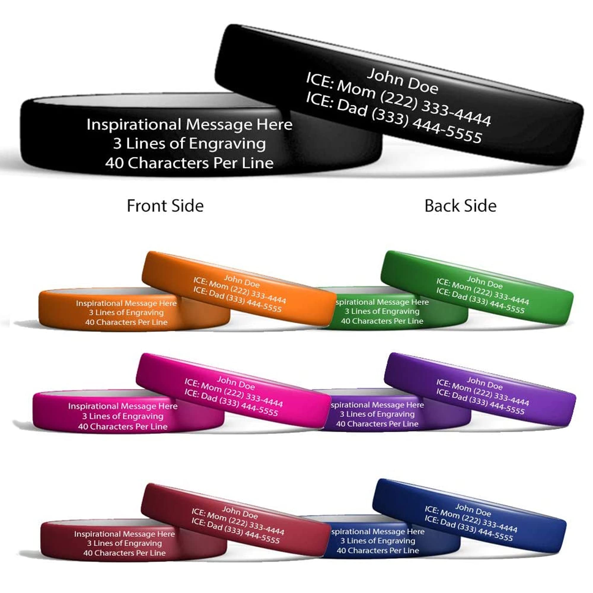 Custom Rubber Bracelets for Men & Women - Personalized Silicone Wristbands - Stretch Medical Alert & Motivational Bracelets - Durable & Comfortable for Everyday Wear, Sports, Fundraising & Awareness Events