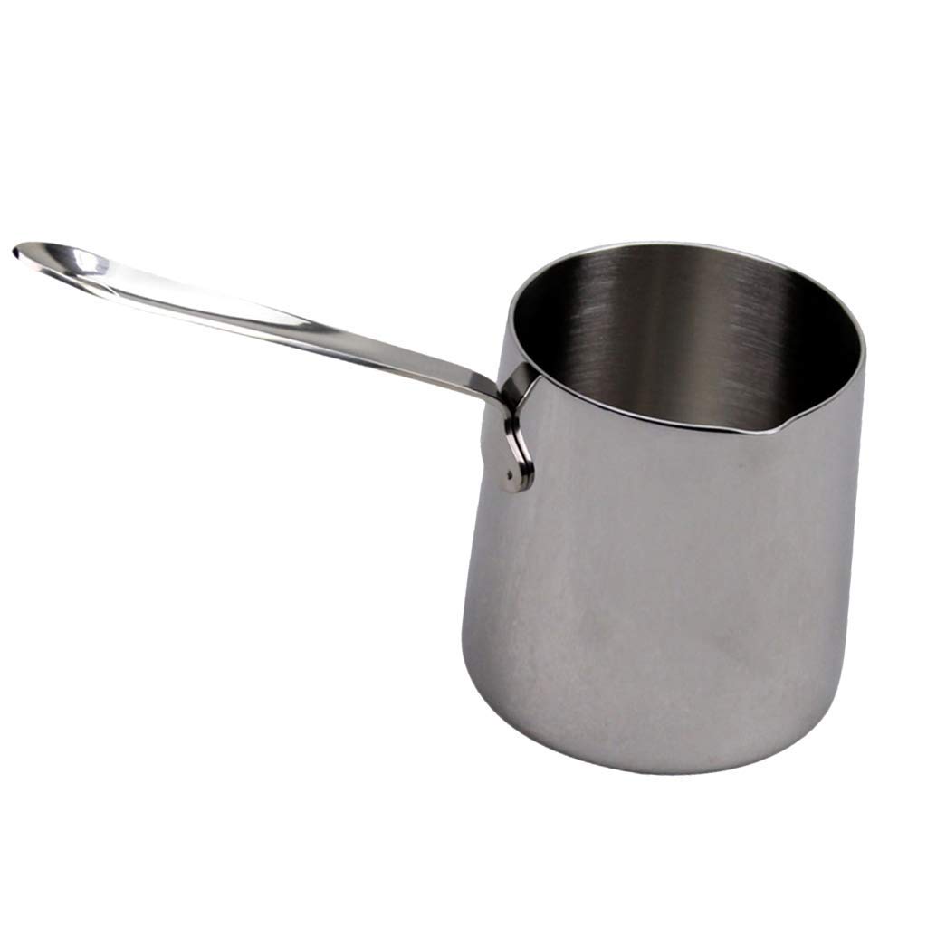 Premium 370ml Stainless Steel Turkish Coffee Pot - Long Handle Saucepan for Milk, Butter & Coffee Warmer - Ideal for Home, Camping & Gifts