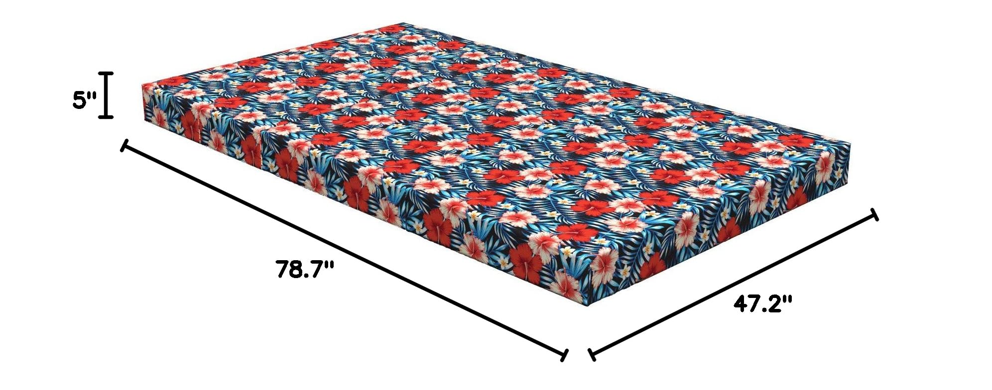 Ambesonne Tropical Foldable Mattress - Hibiscus Plumeria Design, 78.7