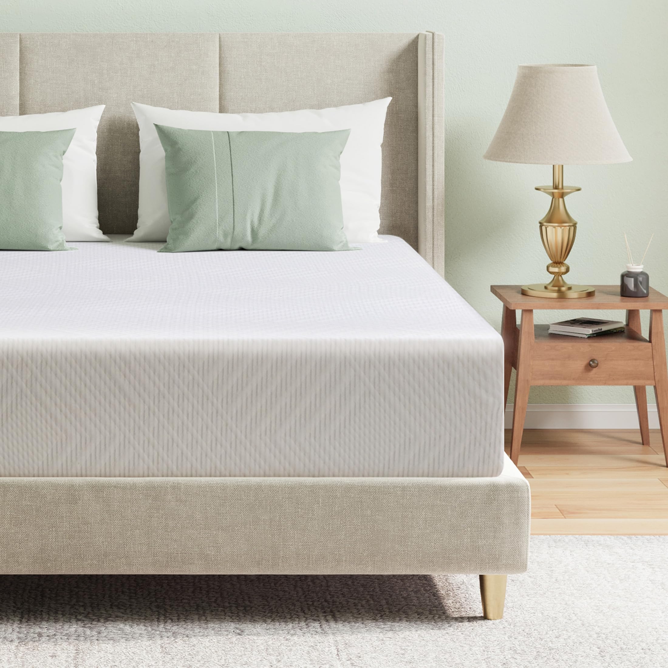 10 Inch Full Size Mattress in a Box - Green Tea Memory Foam Medium Firm Mattress for Platform Beds, Daybeds & Bunk Beds | Breathable & Pressure-Relieving for Side, Back & Stomach Sleepers