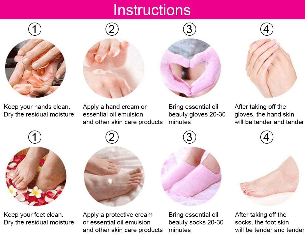 Thermoplastic Gel Moisturizing Spa Gloves for Dry Cracked Hands - Soft Cotton with Essential Oils & Vitamin E - Hydrating Treatment for Rough Skin - Perfect Gift for Women & Men - Use at Night or During Spa Days