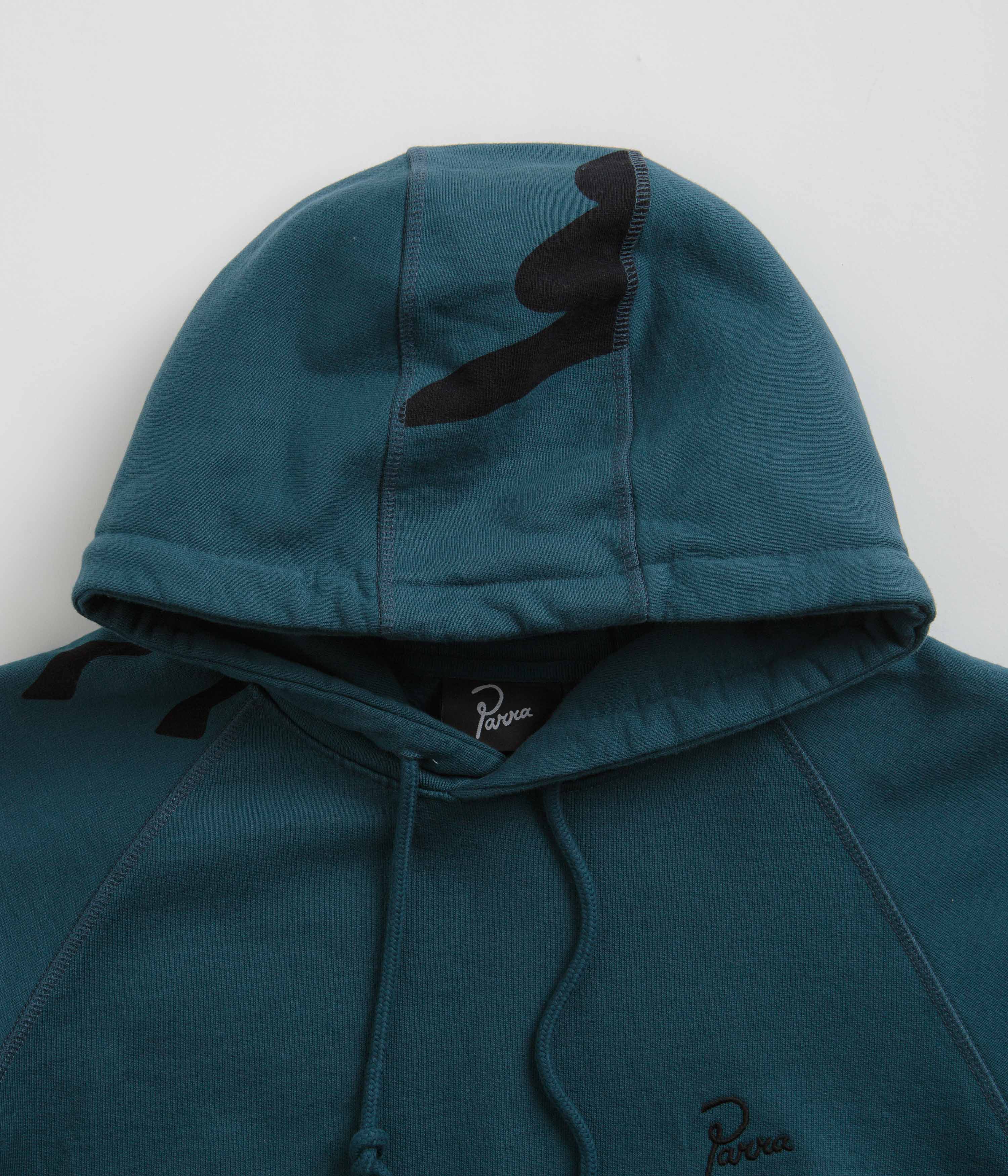 Parra Clipped Wings Hoodie for Men & Women | Deep Sea Green Pullover Sweatshirt | Streetwear Fashion for Casual Outfits & Urban Lifestyle