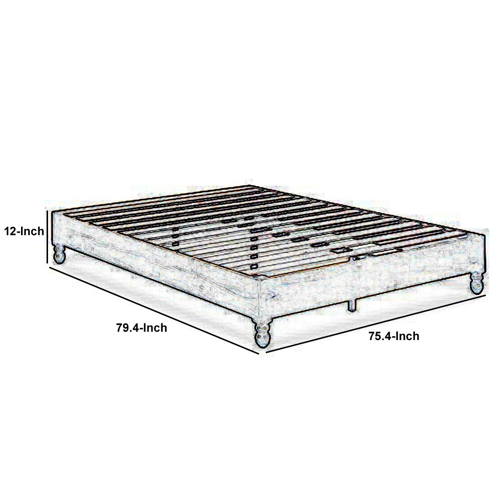 Benjara King Size Wooden Bed Frame with Slatted Design & Turned Legs - Brown Solid Wood Bed for Master Bedroom, Guest Room & Cozy Home Decor