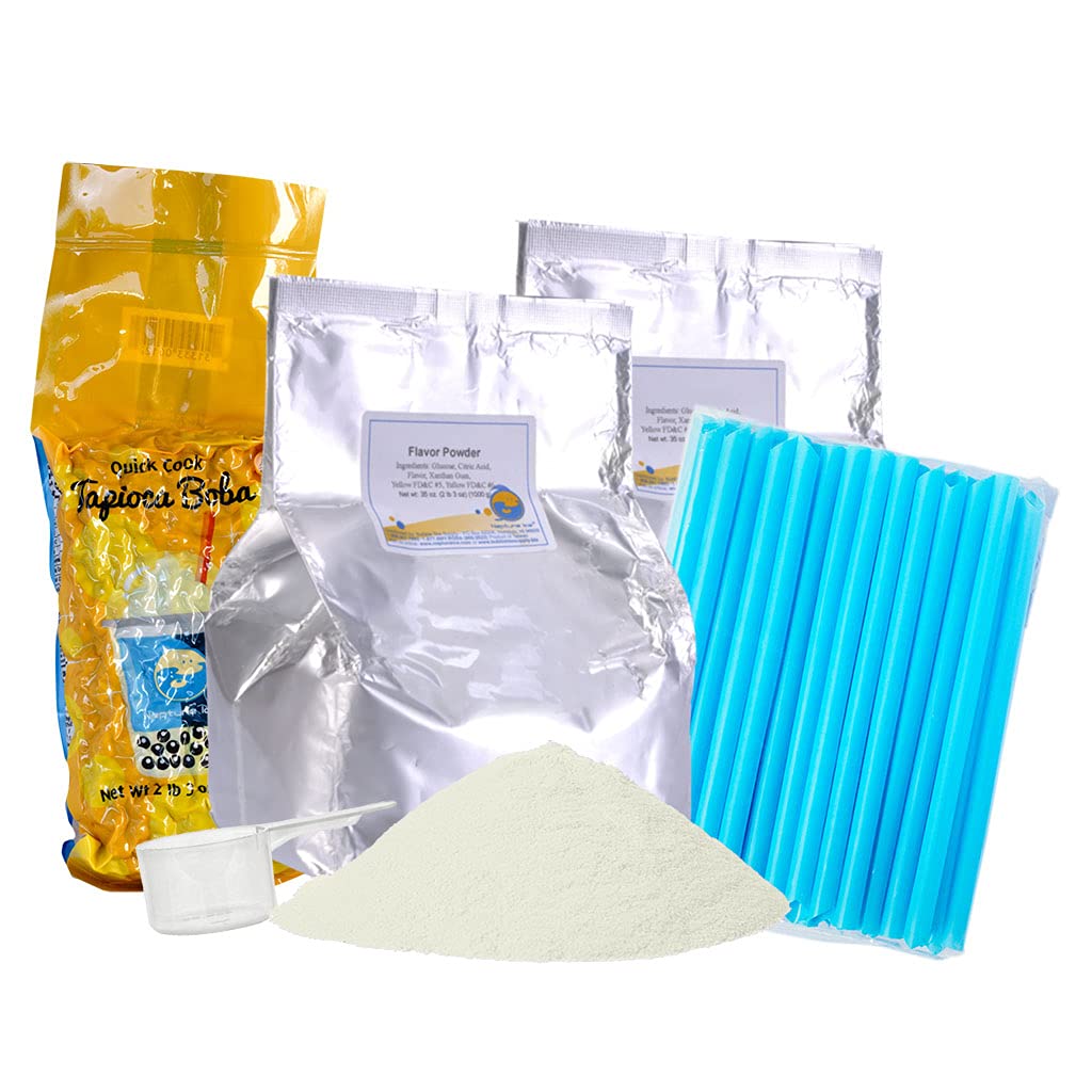 Premium Lychee Bubble Tea Kit [40-45 Servings] - Complete Boba Starter Set with Tapioca Pearls, Milk Tea Powder & Supplies - Perfect for Home Brewing, Parties & Bubble Tea Business Startups