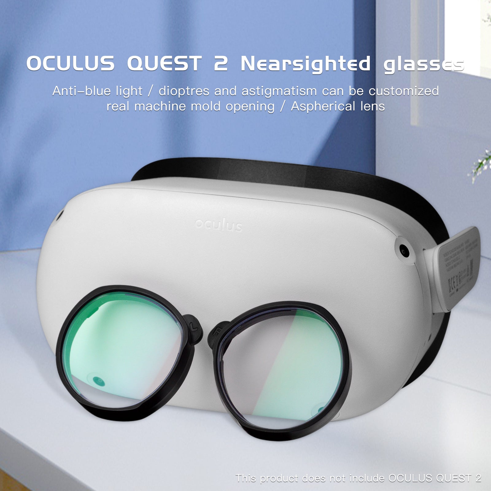 Anti-Blue Light Magnetic Prescription Lenses for Oculus Quest 2 VR Headset - Myopia Glasses Insert with Quick Release Frame - Perfect for Gaming, Work & Eye Protection