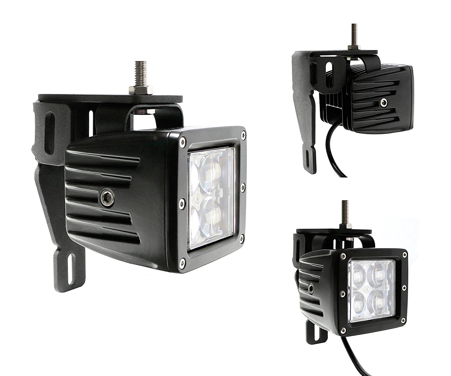 40W 4D Optic LED Projector Pods with Fog Light Brackets - Compatible with 1999-2016 Ford F250 & F Series Trucks - Perfect for Off-Roading, Night Driving & Foggy Conditions