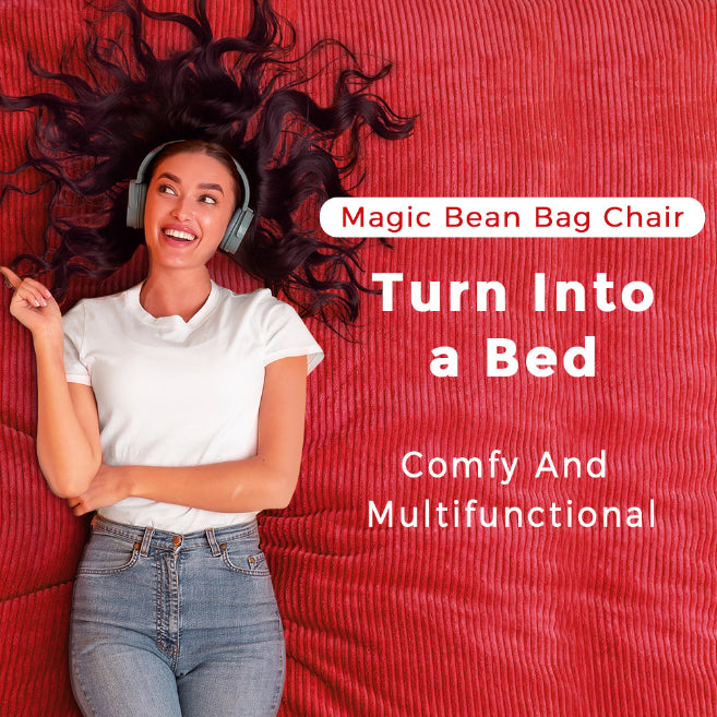 MAXYOYO Giant Bean Bag Bed - Corduroy Convertible Chair & Floor Mattress for Adults | Comfortable Lounge Chair & Guest Bed for Living Room, Bedroom & Dorm
