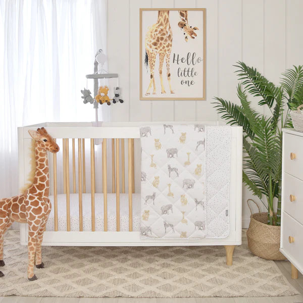Savanna Babies Quilted Cot Comforter - Soft & Cozy Nursery Bedding for Baby Cribs - Perfect for Newborns, Infants & Toddlers - Ideal for Daycare, Home Nursery & Travel
