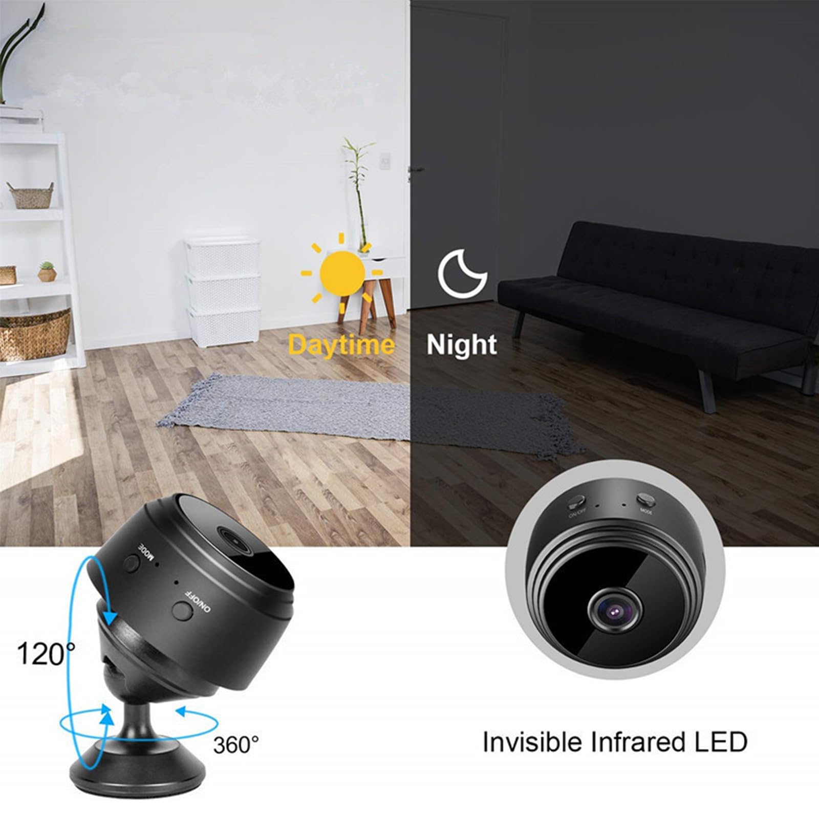 Camtrix Magnetic Mini Security Camera - 1080p HD Wireless, Night Vision, Motion Detection, Covert Camera with App (2PCS) - Ideal for Home, Office, and Indoor Surveillance