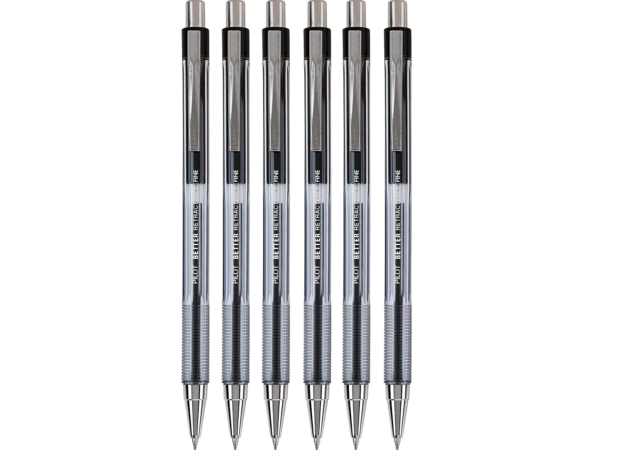 PILOT The Better Ball Point Pen - Refillable & Retractable Fine Point Black Ink Pens (6-Pack) - Perfect for Office, School, Note Taking & Everyday Writing