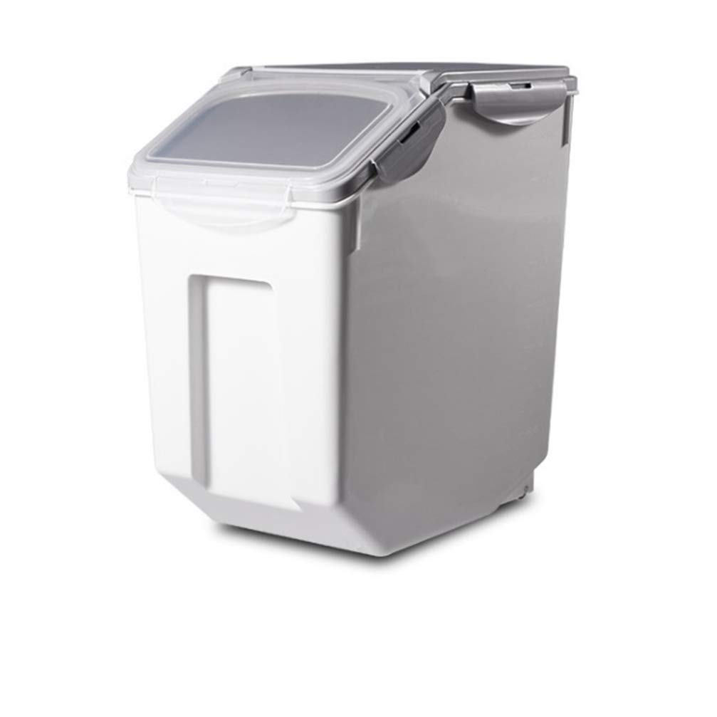 Large Grey Rice Storage Container with Airtight Lid - 10L Dry Food Bin for Flour, Rice, Pet Food | Perfect for Kitchen Pantry Organization & Pet Food Storage (Dog/Cat)