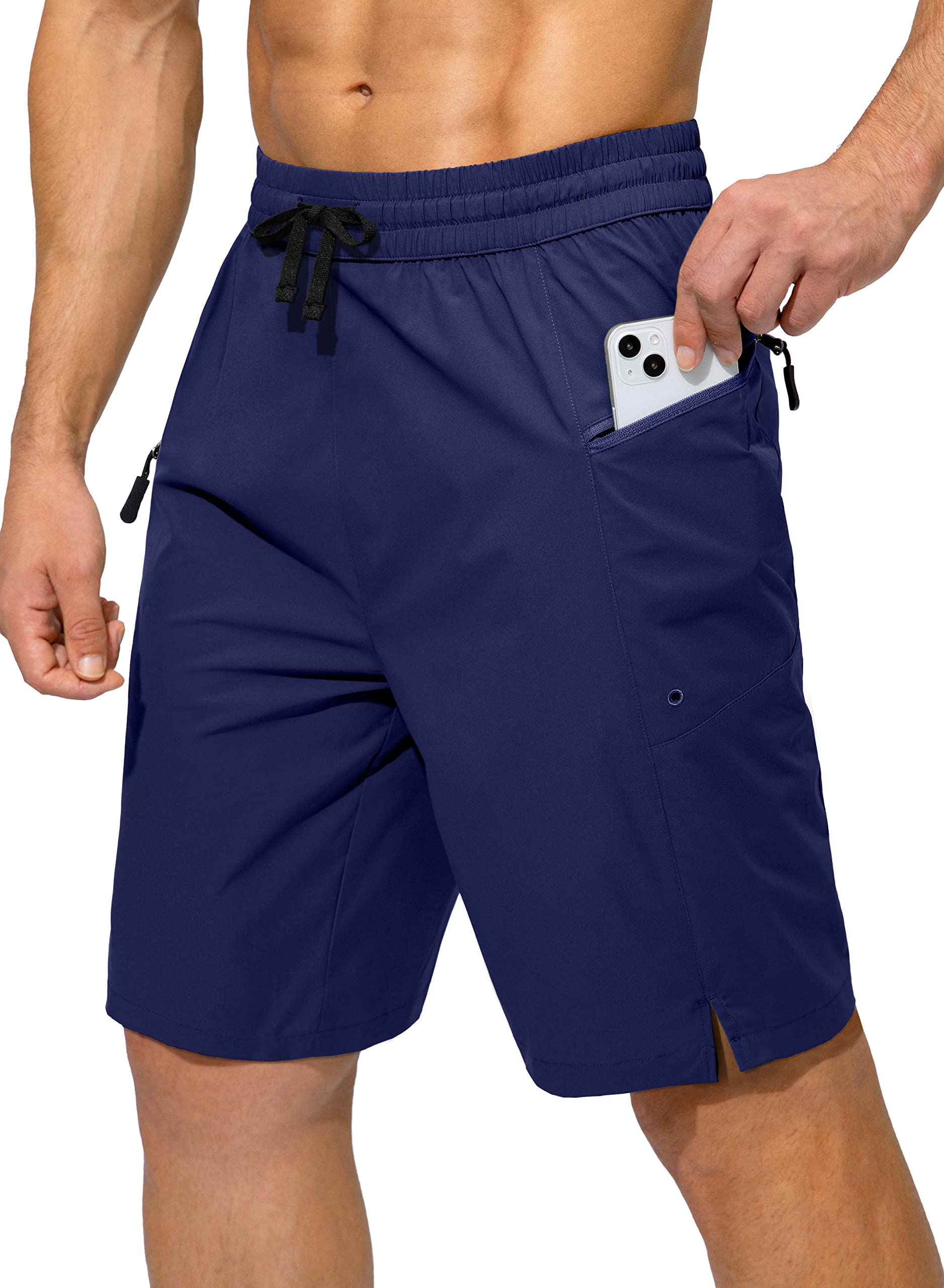 **Men's Quick Dry Swim Trunks with Zipper Pockets - No Mesh Liner Board Shorts for Beach, Pool & Water Sports**