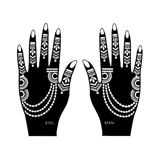 Premium Henna Tattoo Stencil Kit for Hands, Body, Fingers & Face - Temporary Mehndi Designs for Women, Girls & Kids (Design Tatto-33, Black, Medium) - Perfect for Parties, Weddings & Festive Celebrations