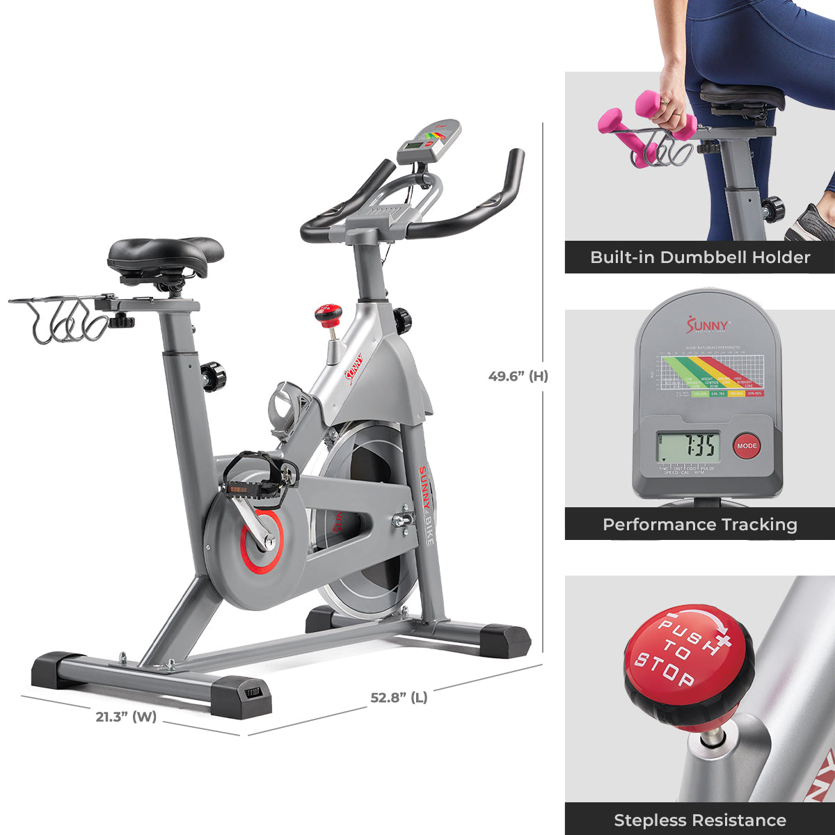 Smart Magnetic Belt Drive Indoor Cycling Exercise Bike - Quiet & Smooth Home Workout Bike for Cardio & Fitness Training - Perfect for Home Gym, Apartment & Small Spaces