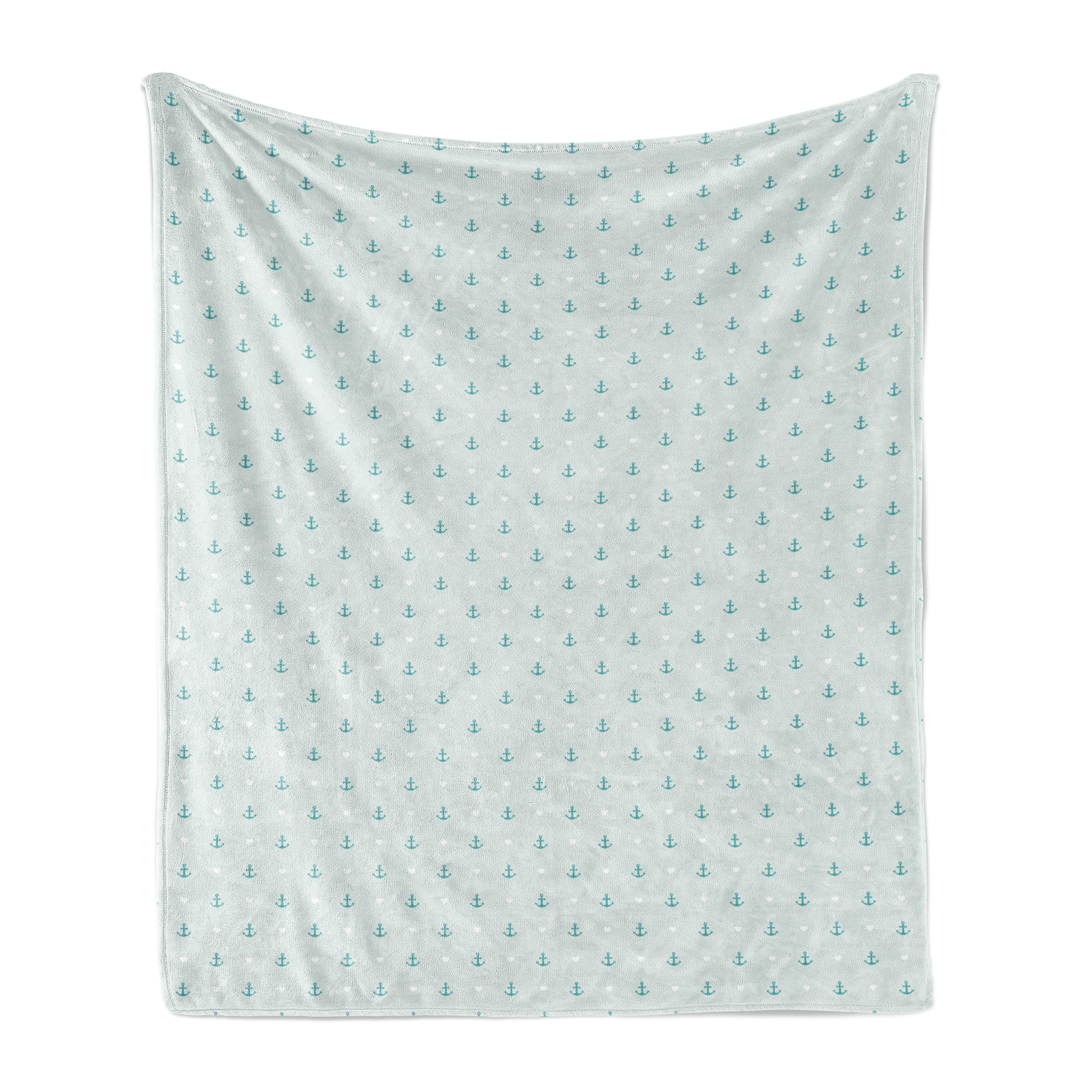 Ambesonne Anchor Throw Blanket - Soft Flannel Fleece Blanket with Small Anchors & Hearts Design, 50