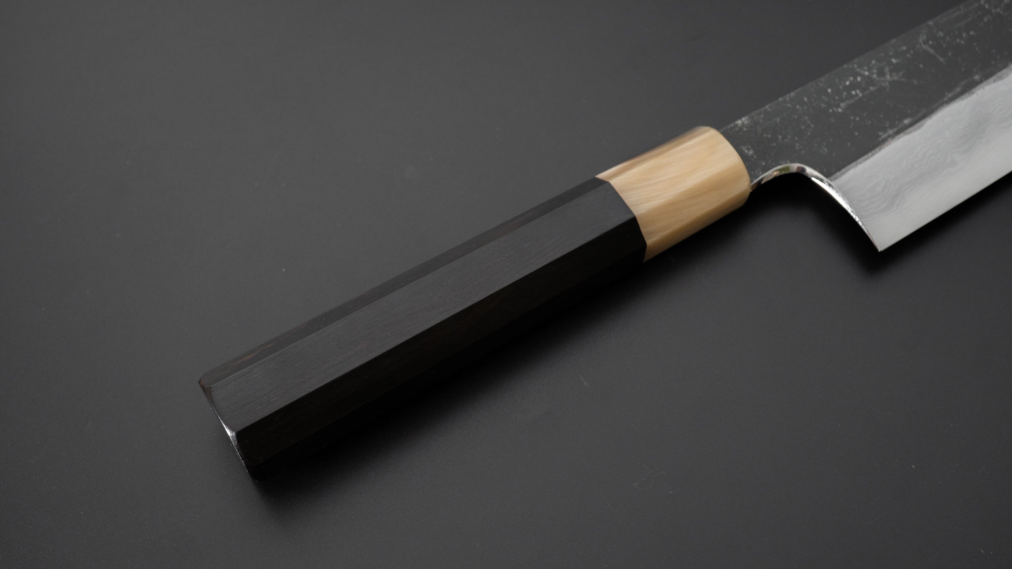Hitohira Togashi White #1 Kurouchi Damascus Gyuto 240mm Japanese Chef Knife with Ebony Handle - Professional Kitchen Tool for Slicing, Dicing & Meat Cutting