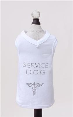Service Dog V-Neck Crystal Embellished Shirt - Comfortable & Stylish Top for Therapy Dogs, Emotional Support Animals & Training - Perfect for Daily Walks, Vet Visits & Special Occasions