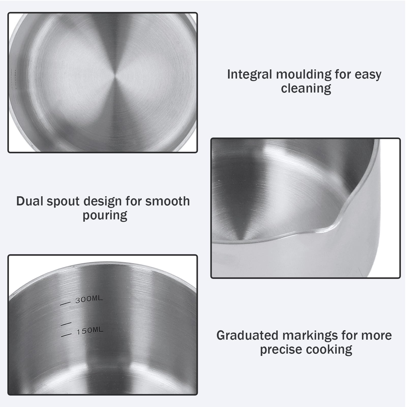 Stainless Steel Mini Butter Melting Pot - Dual Spout Warmer for Coffee, Milk, Chocolate & Cheese - Perfect for Home Barista, Hot Chocolate Making & Candy Crafting