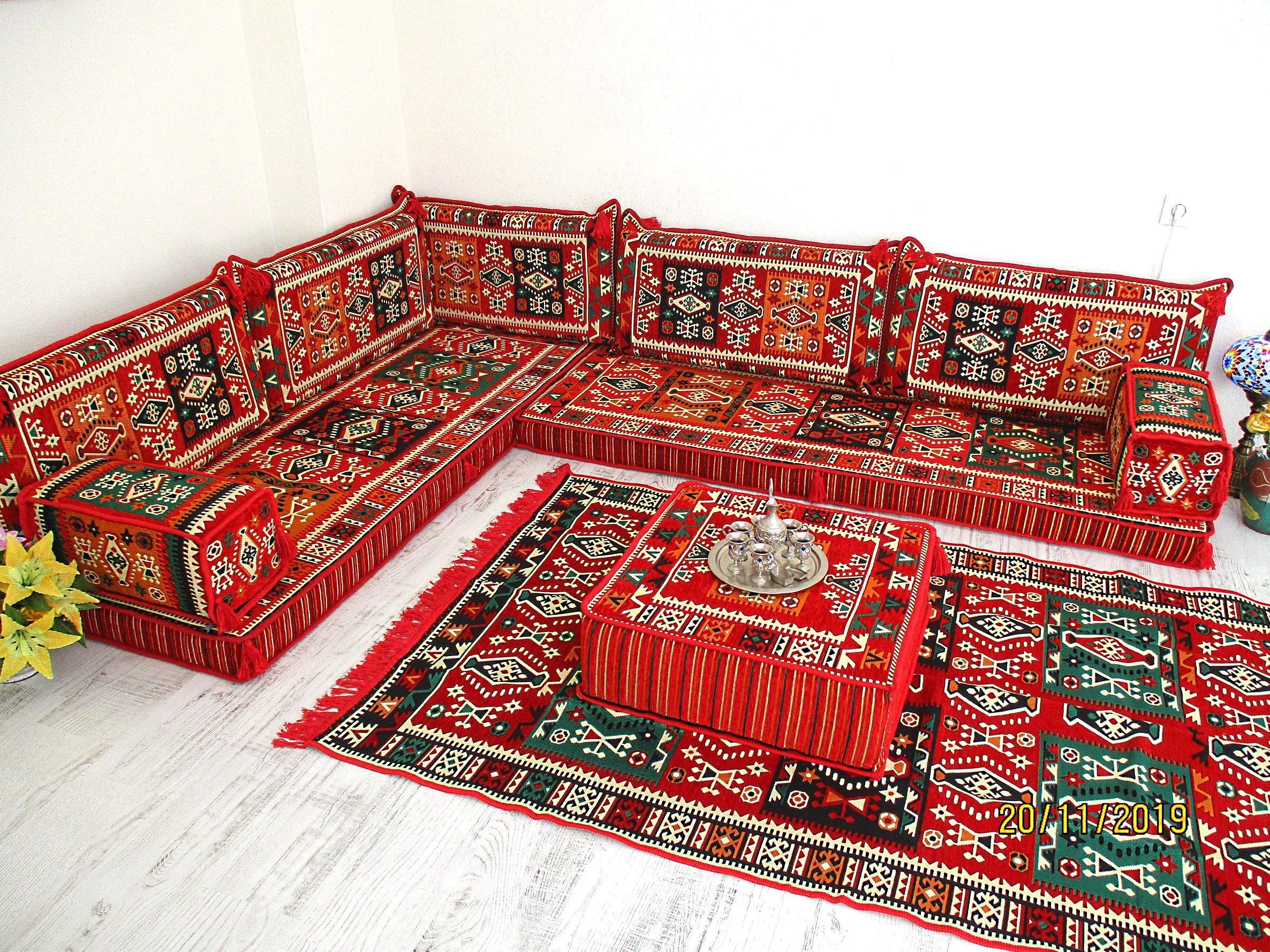 Arabic Corner Floor Sofa Set - Traditional Majlis Seating for Living Room, Lounge & Home Decor - Comfortable Floor Couch for Family Gatherings & Cultural Events