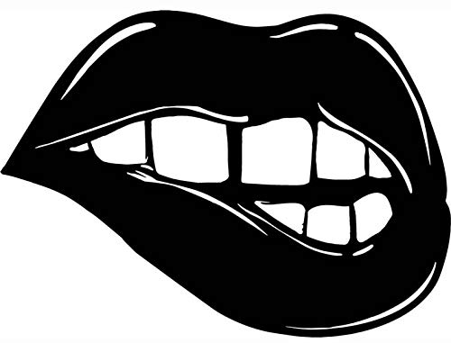 Sexy Biting Lips Vinyl Sticker Decal - 6 Inch Black Waterproof Decals for Car Bumper, Window, Laptop, Tablet, Phone - Perfect for Personalizing Devices, Cars, and Home Decor