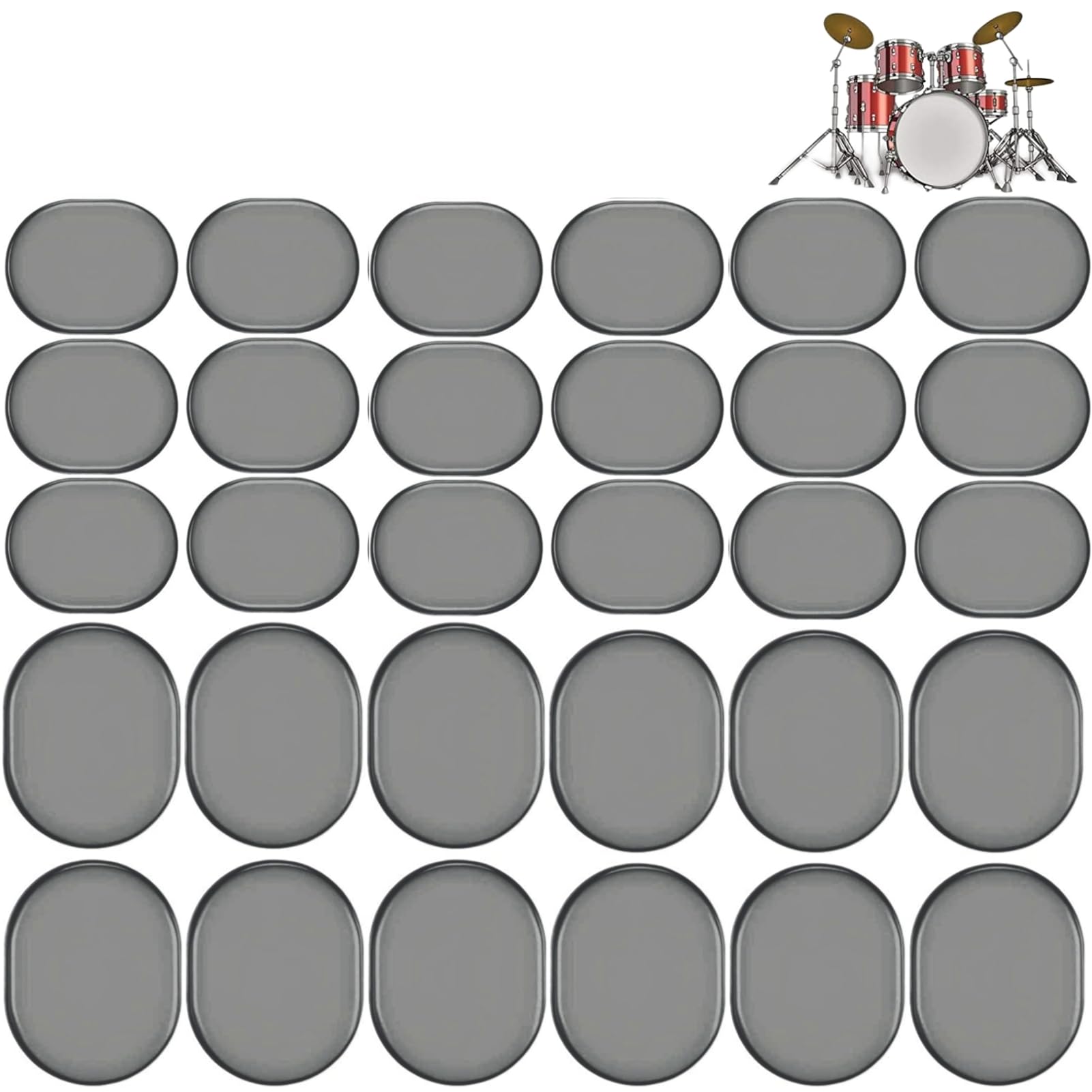 Miwayer 30-Piece Premium Silicone Drum Dampeners - Multi-Colored Soft Gel Pads for Drums & Cymbals, Tone Control & Noise Reduction (Coffee Color) - Perfect for Practice, Recording Studios & Live Performances