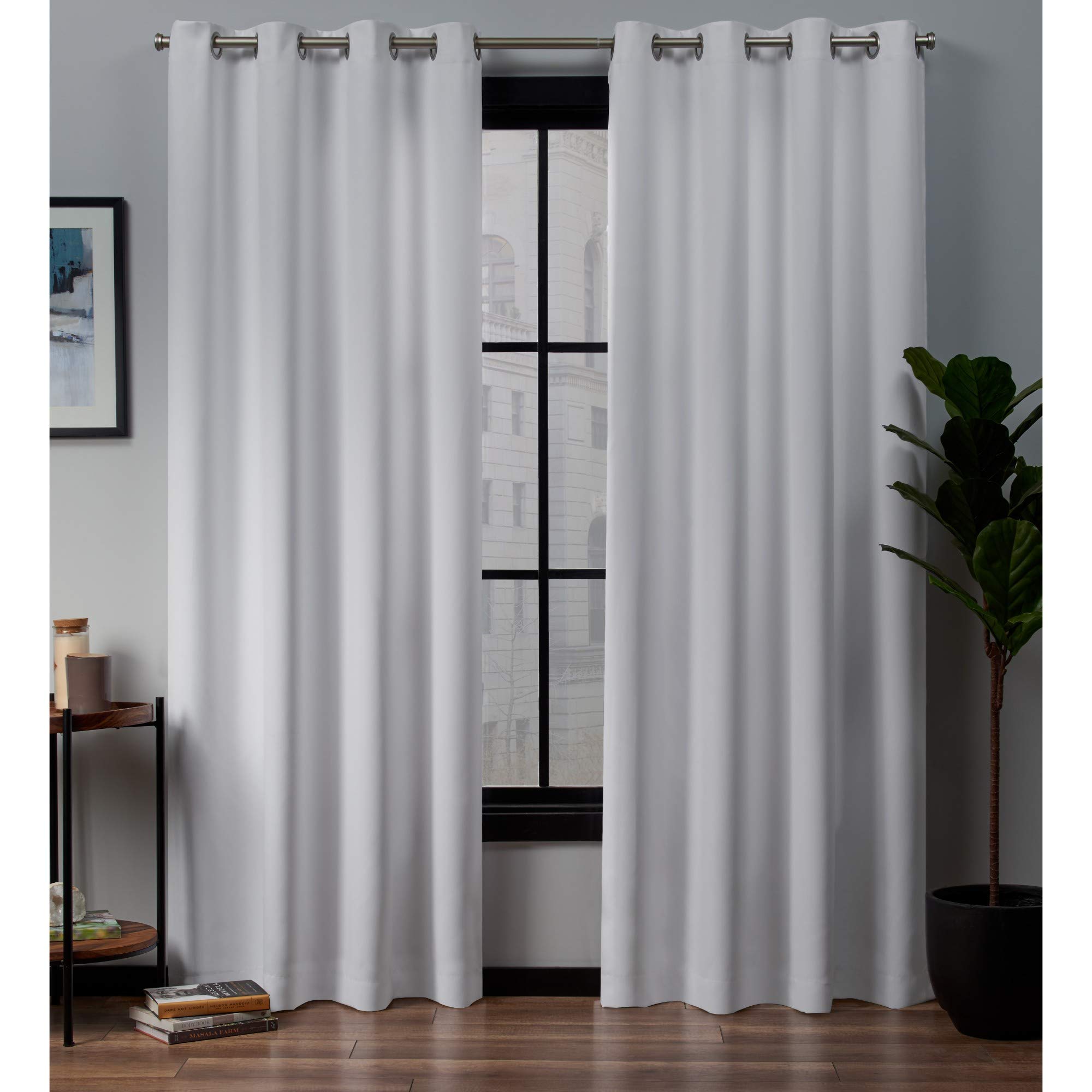 Exclusive Blackout Grommet Top Curtain Panel Pair - 52x84 Inches, White - Perfect for Bedrooms & Home Theater Light Blocking