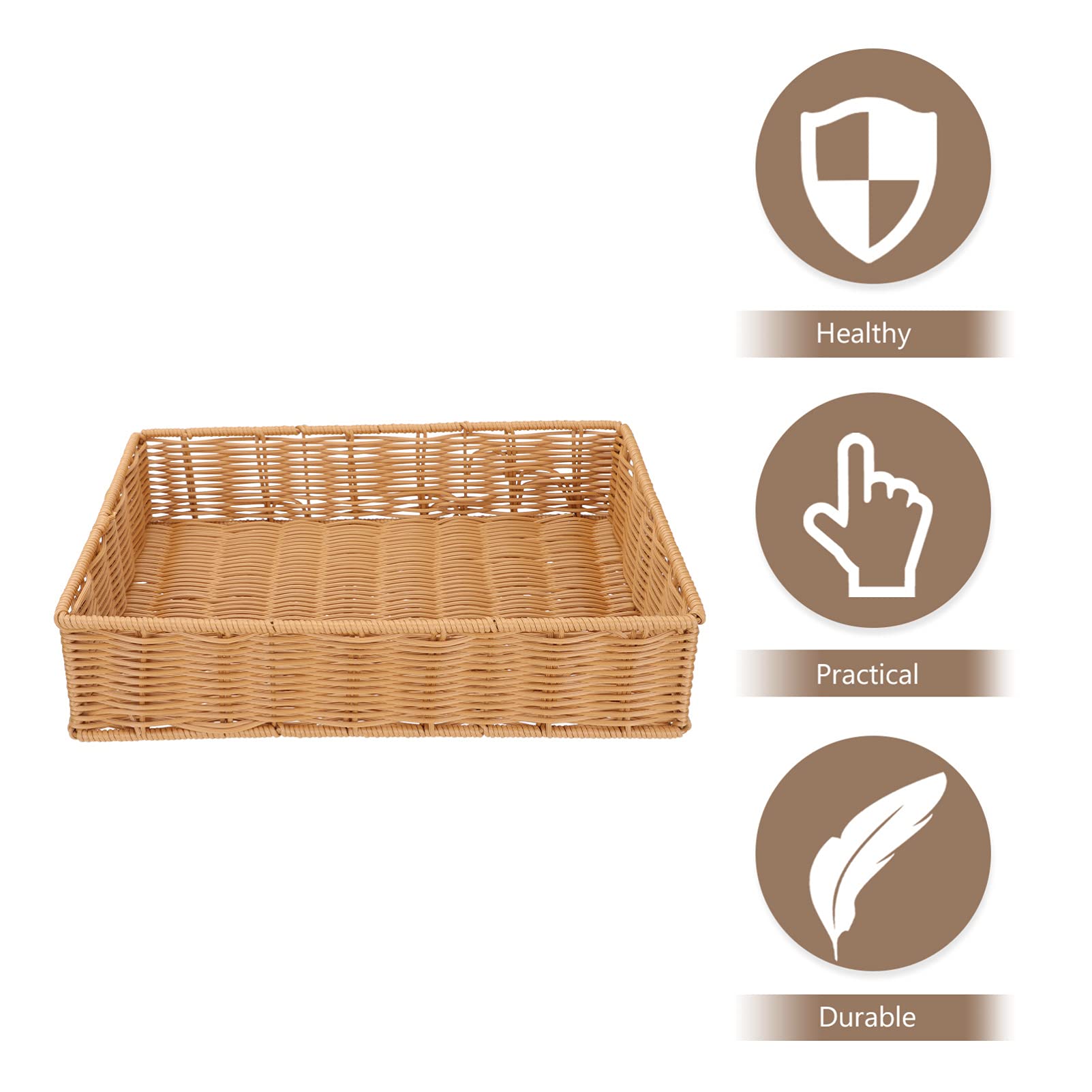 Tomaibaby Rattan Serving Tray - Rectangular Woven Wicker Basket for Fruits, Bread & Vegetables | Kitchen Countertop Organizer & Picnic Serving Dish | Perfect for Home Decor, Dining Table Centerpiece & Outdoor Gatherings
