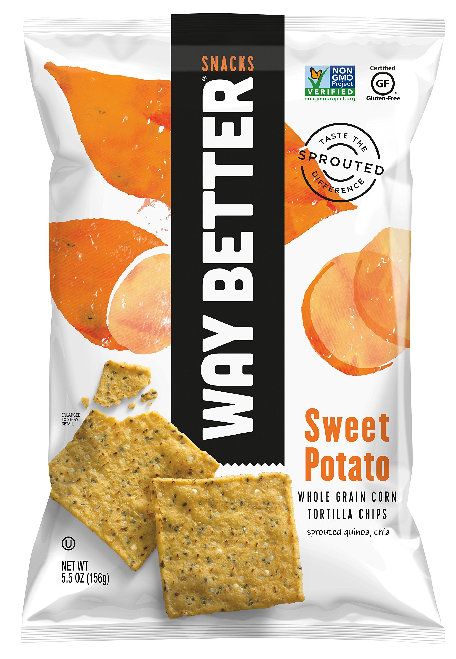 Way Better Snacks Sweet Potato Tortilla Chips - Gluten Free, Non-GMO, Vegan Snack - 5.5oz Bag - Perfect for Parties, Lunchboxes & Healthy Snacking