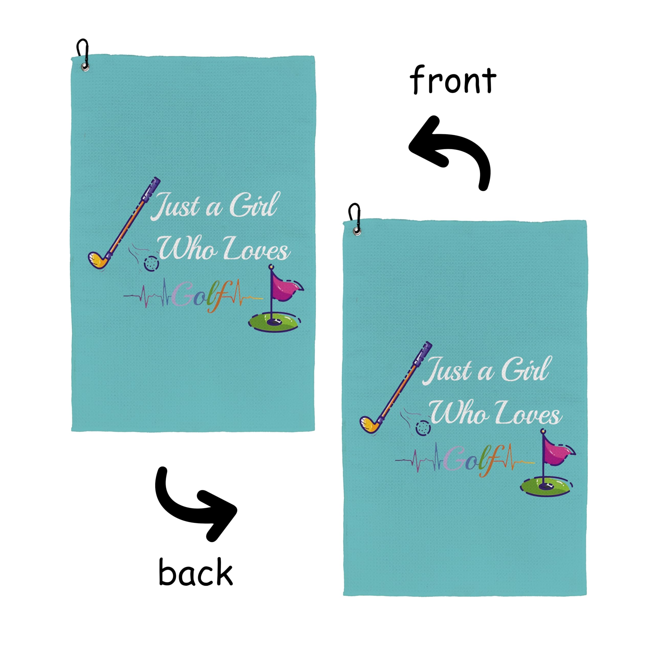 Premium Golf Towels for Women - 16x24 Inches with Clip, Soft & Absorbent Golf Bag Towel - Perfect Golf Gift for Female Golfers - Ideal for Golf Courses, Driving Range & Practice Sessions (Blue)