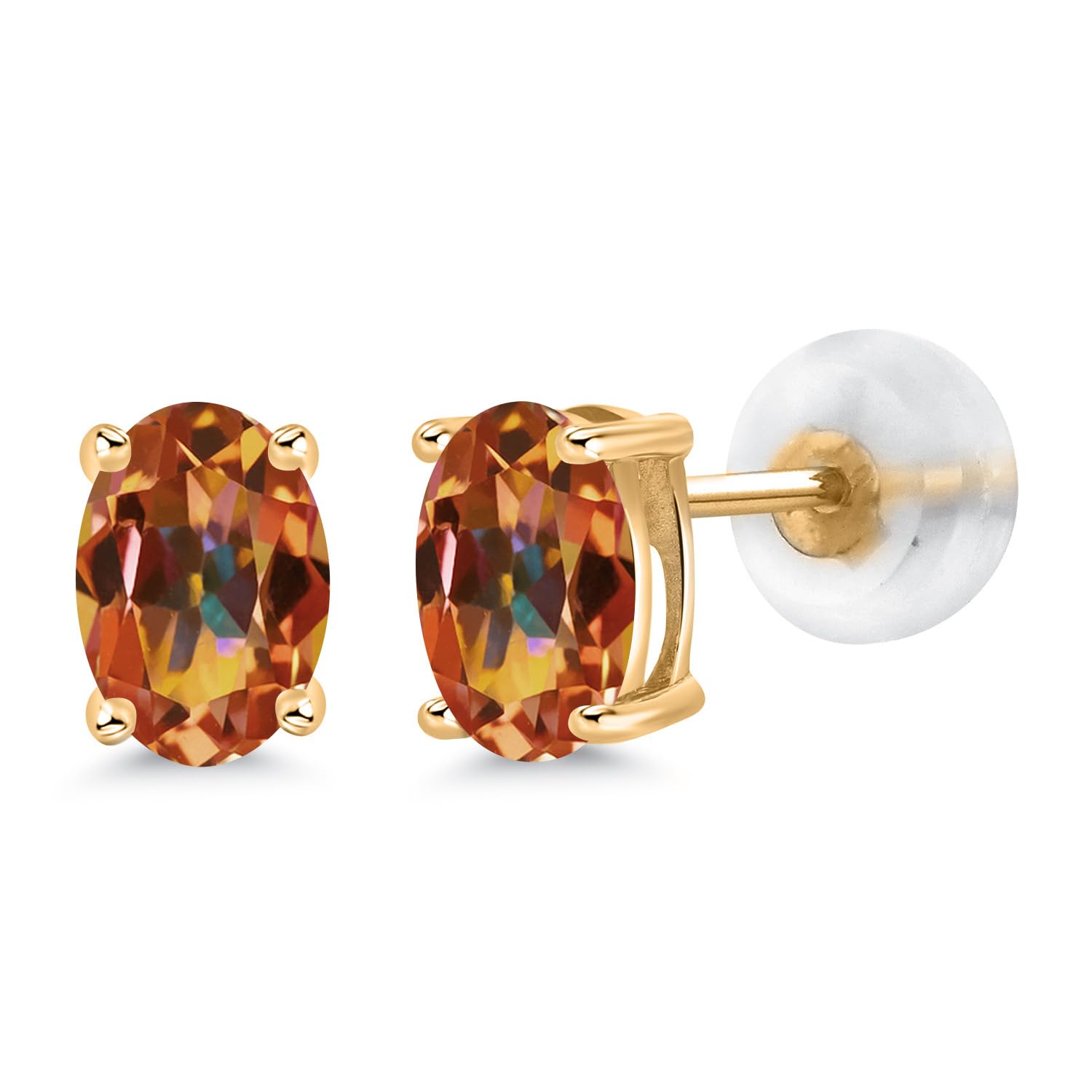 14K Gold Oval Gemstone Stud Earrings for Women & Men | 6x4mm Birthstone Jewelry | Fine Gifts for Her, Mom, Wife | Anniversary, Birthday, Valentine's Day Present