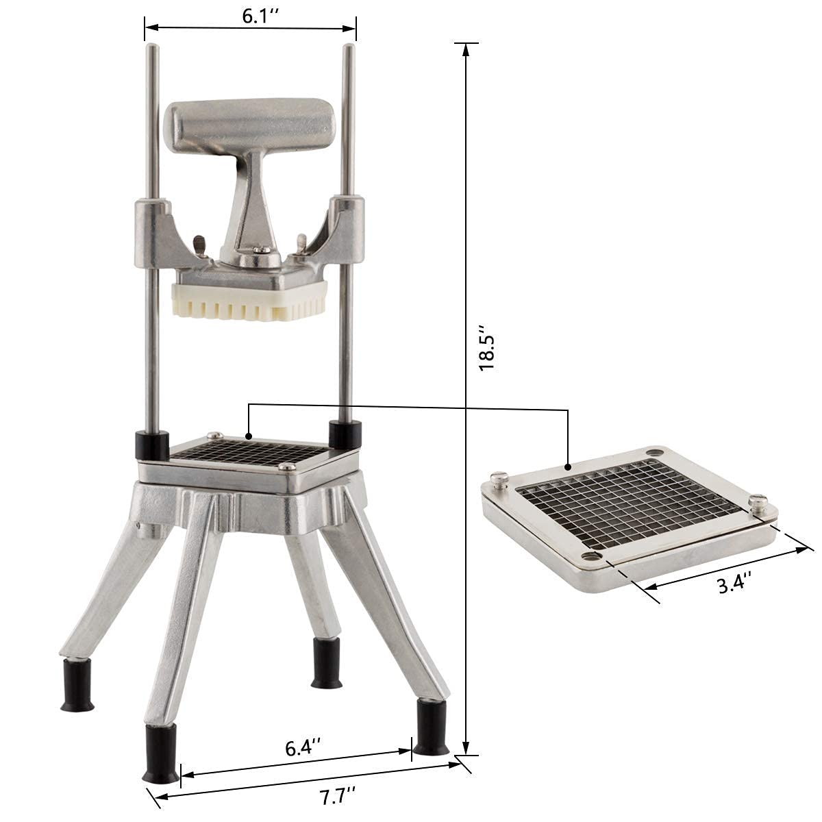 Commercial Vegetable Dicer - 3 Stainless Steel Blades (1/2