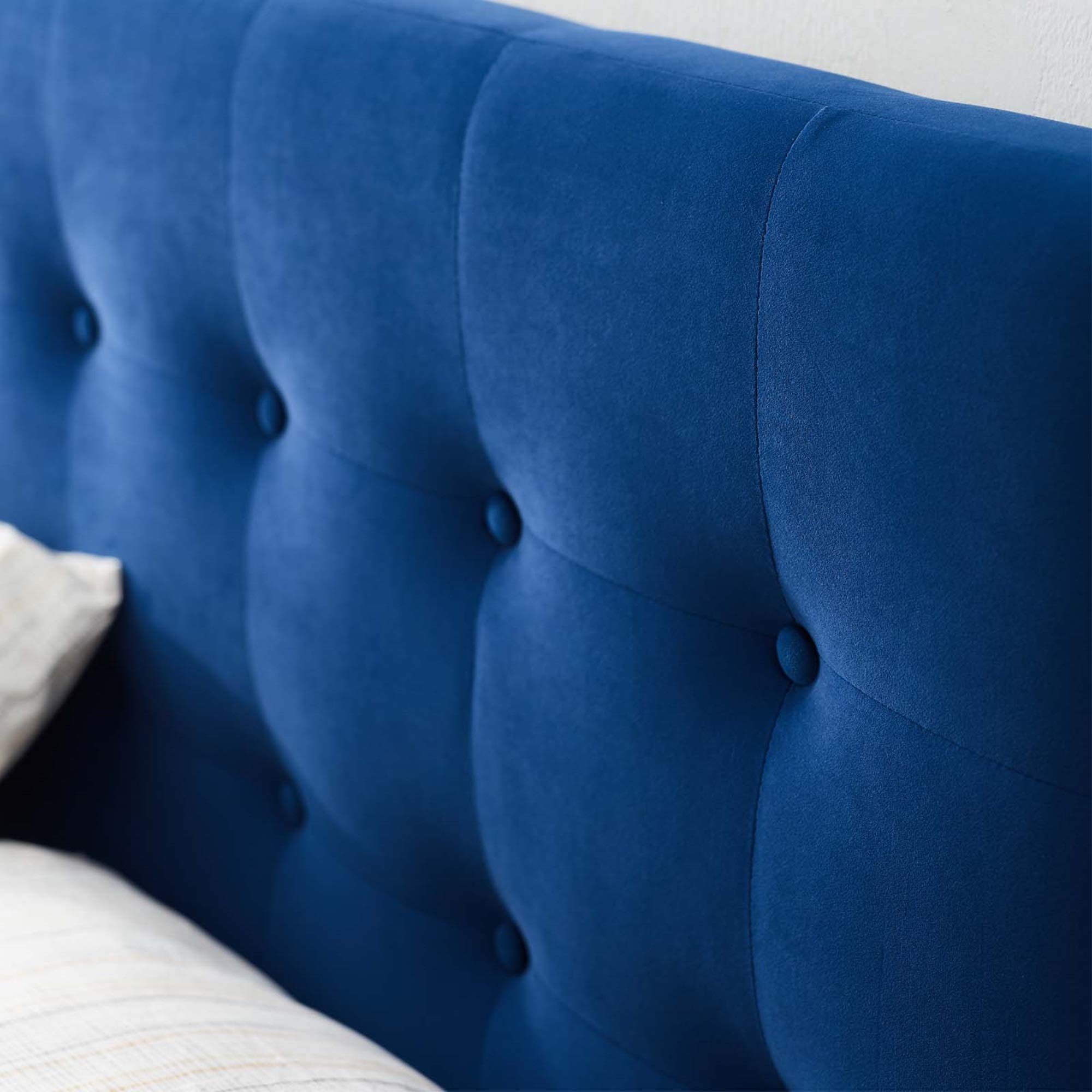 Ergode Emily Queen Biscuit Tufted Performance Velvet Headboard - Stain-Resistant Upholstery with Adjustable Height - Navy Blue Luxury Bed Headboard for Master Bedroom & Guest Room Decor