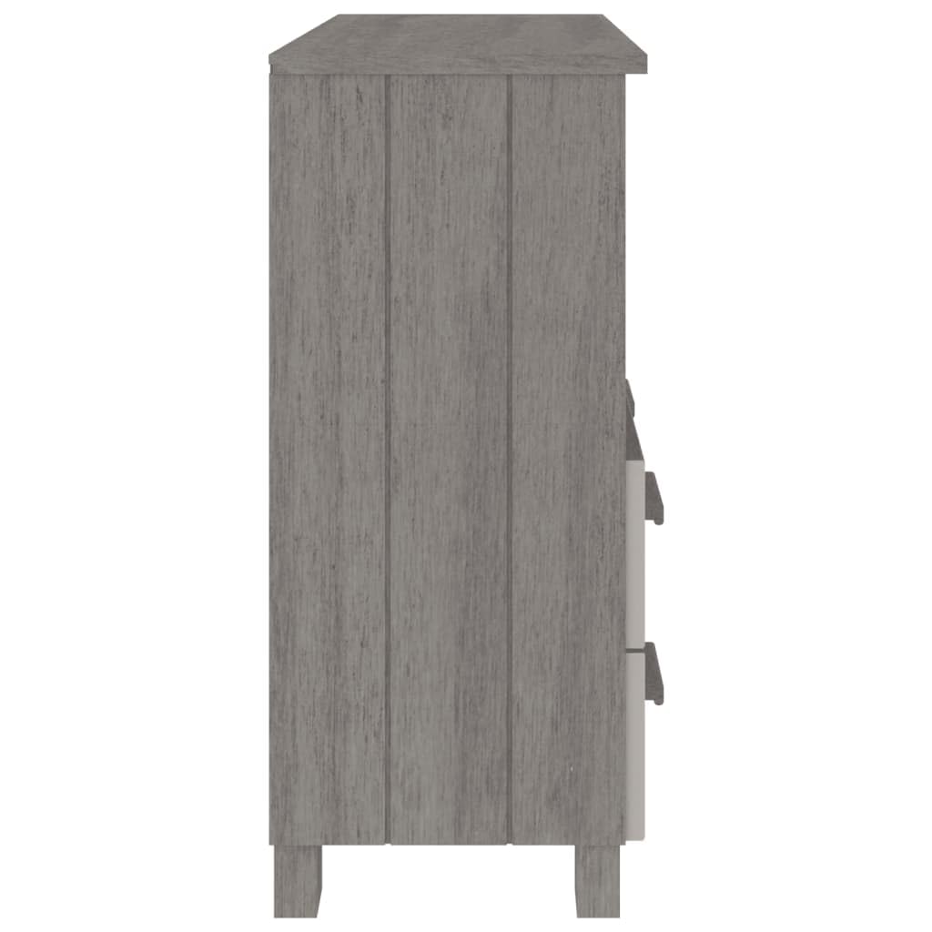 vidaXL HAMAR Gray Solid Pinewood Sideboard - Stylish Wooden Storage Cabinet with 3 Drawers & 2 Doors, Perfect for Living Room, Dining Room, Bedroom or Entryway Organization | Rustic Home Decor Furniture for Small Spaces